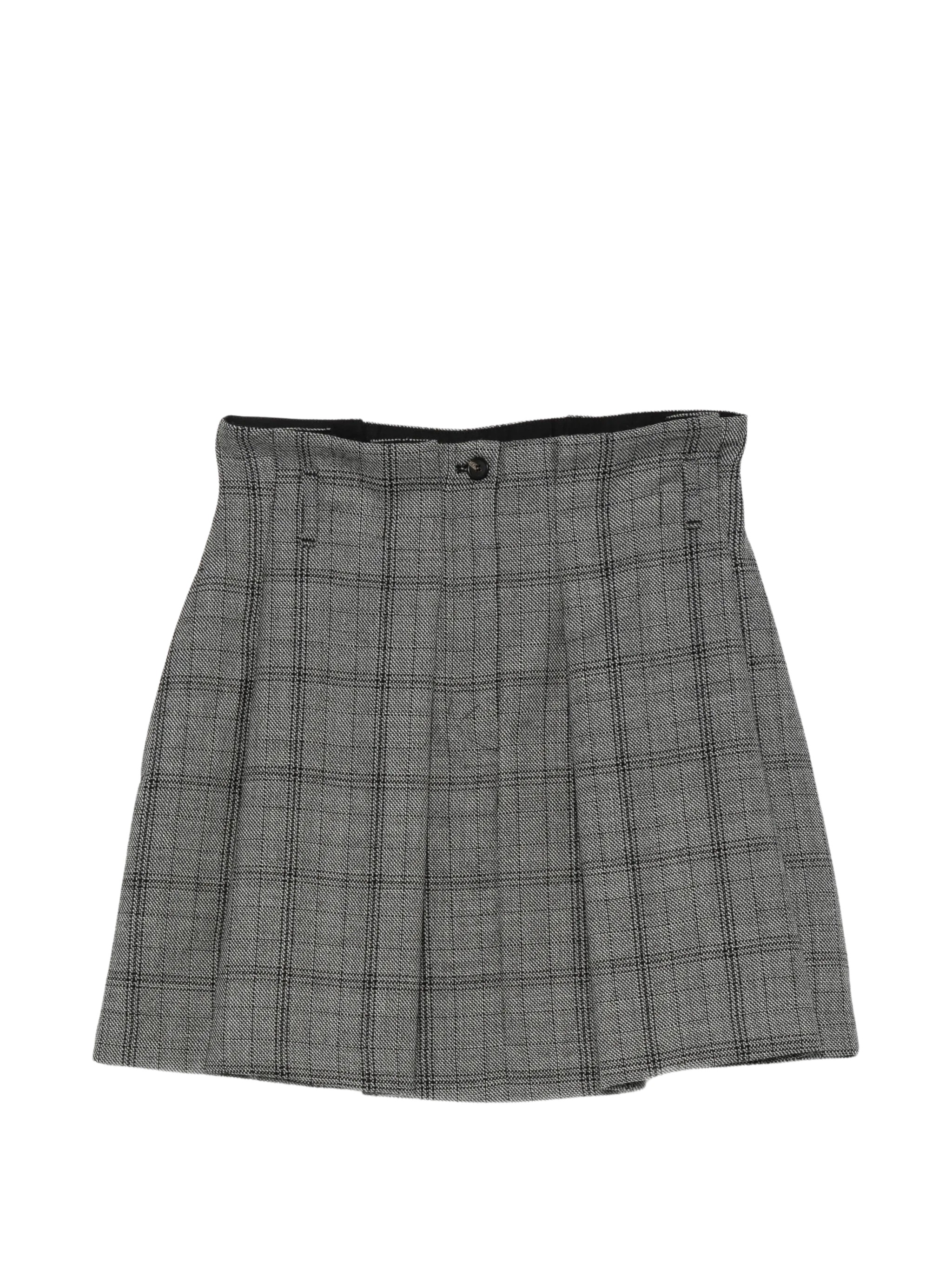 Check-Pattern Pleated Mini Skirt