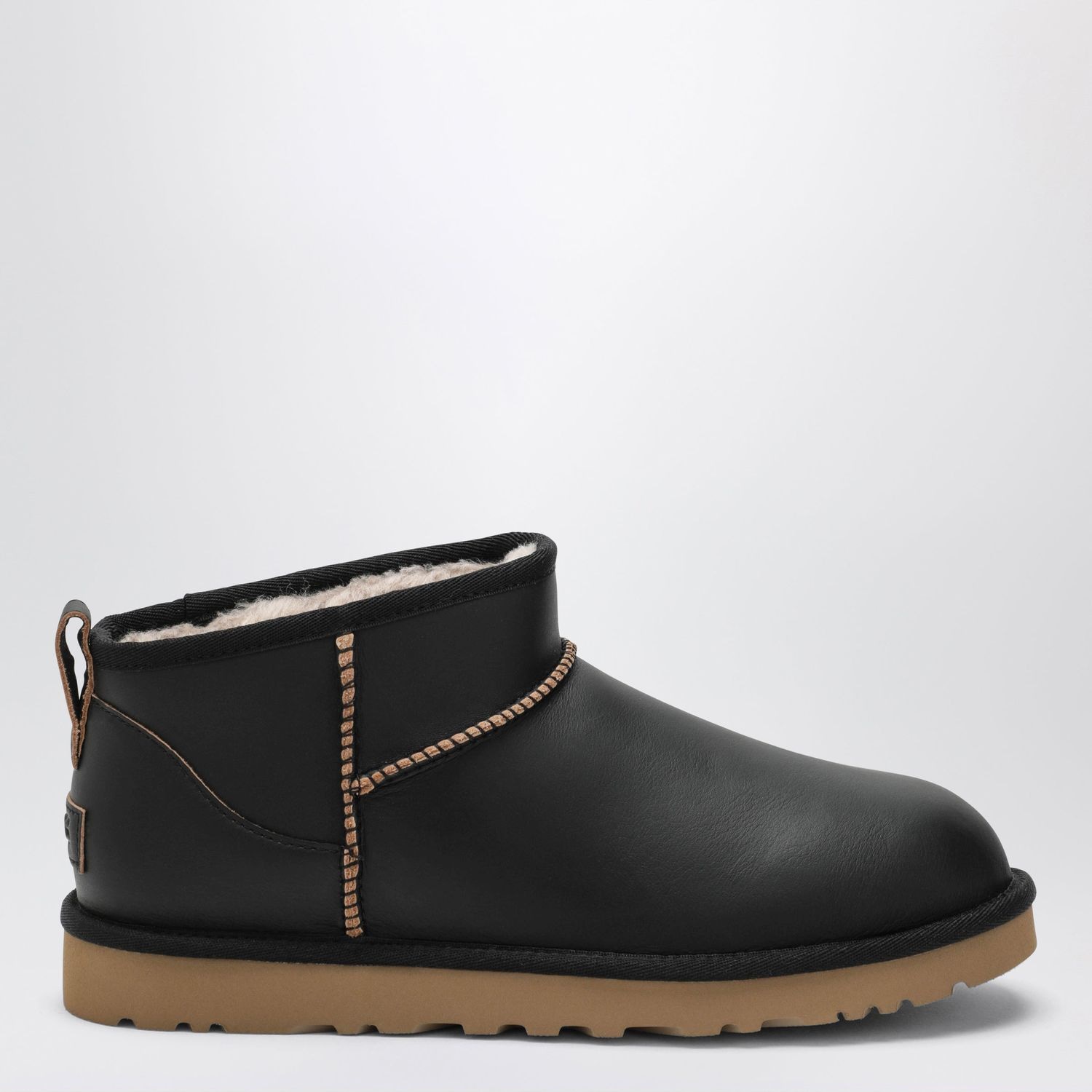Classic Ultra Mini Contrast Black Leather Boots