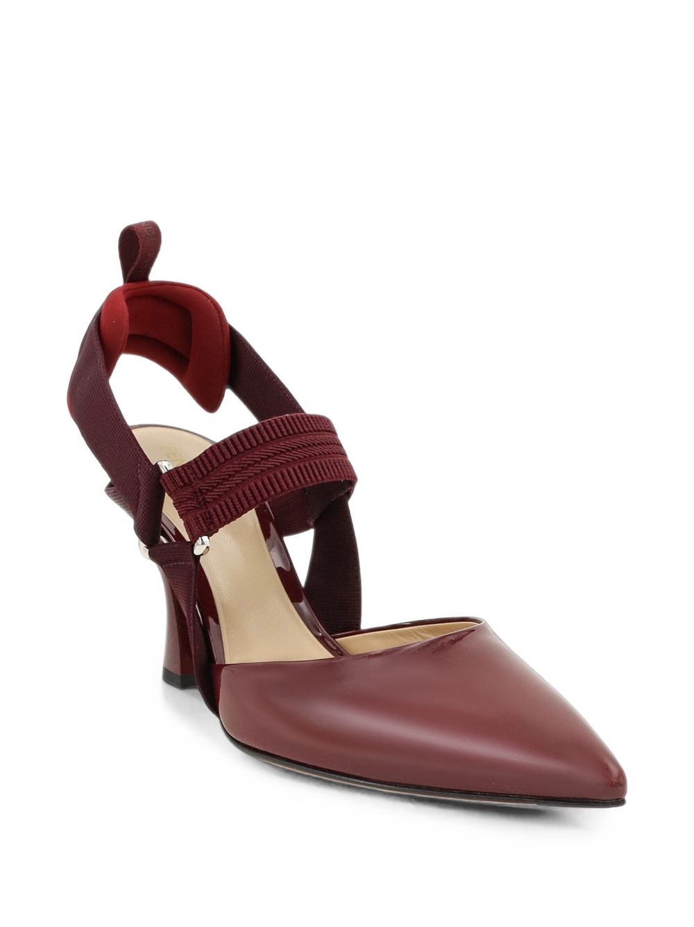Fendi Slingback Pointed-toe Pumps In Burgundy