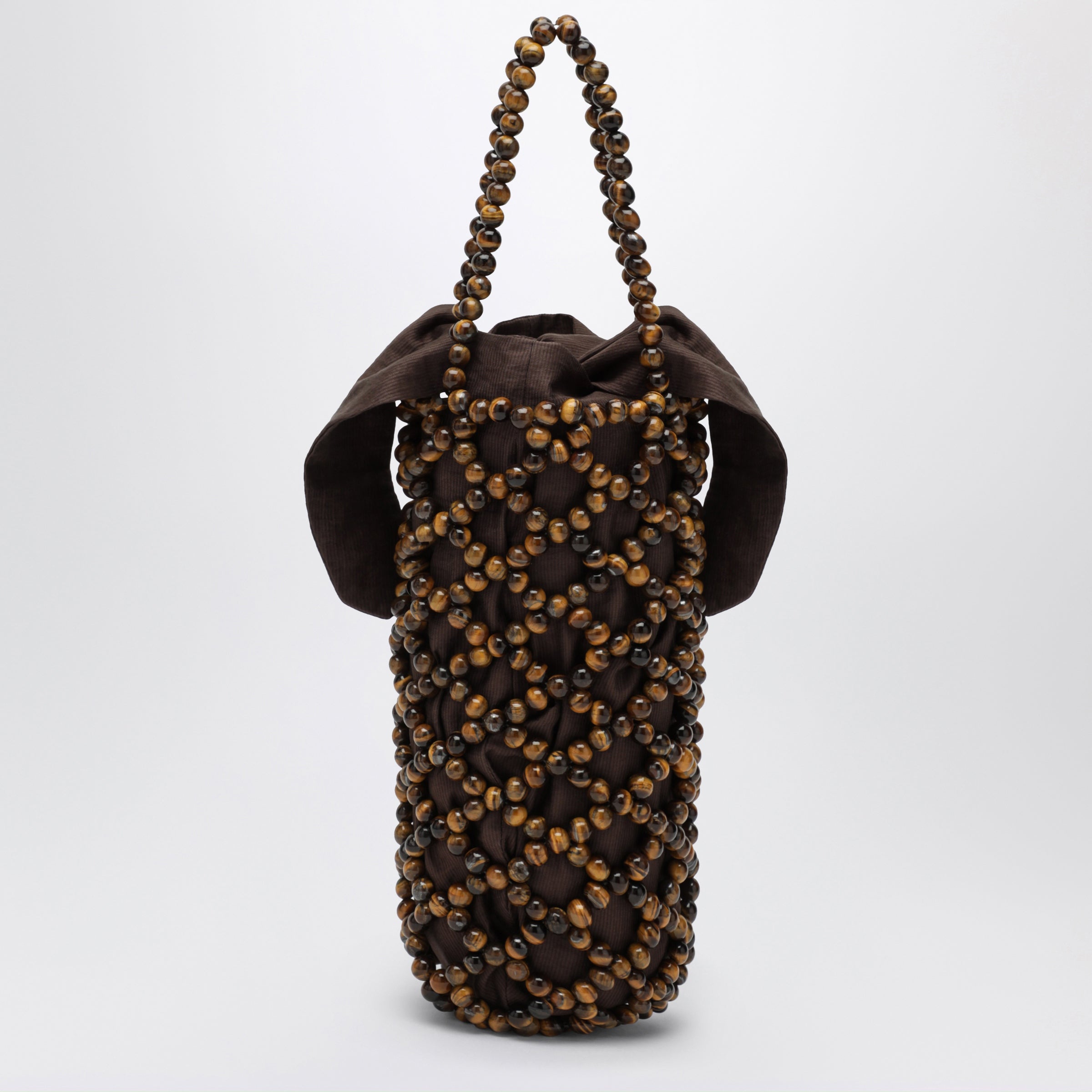 Brown Beaded Handbag