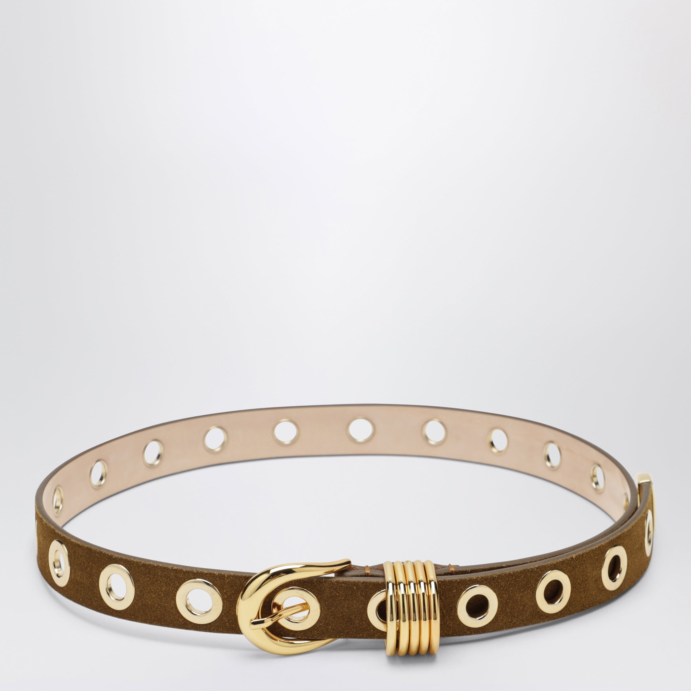 Belt Brown In Suede With Metal Eyelets