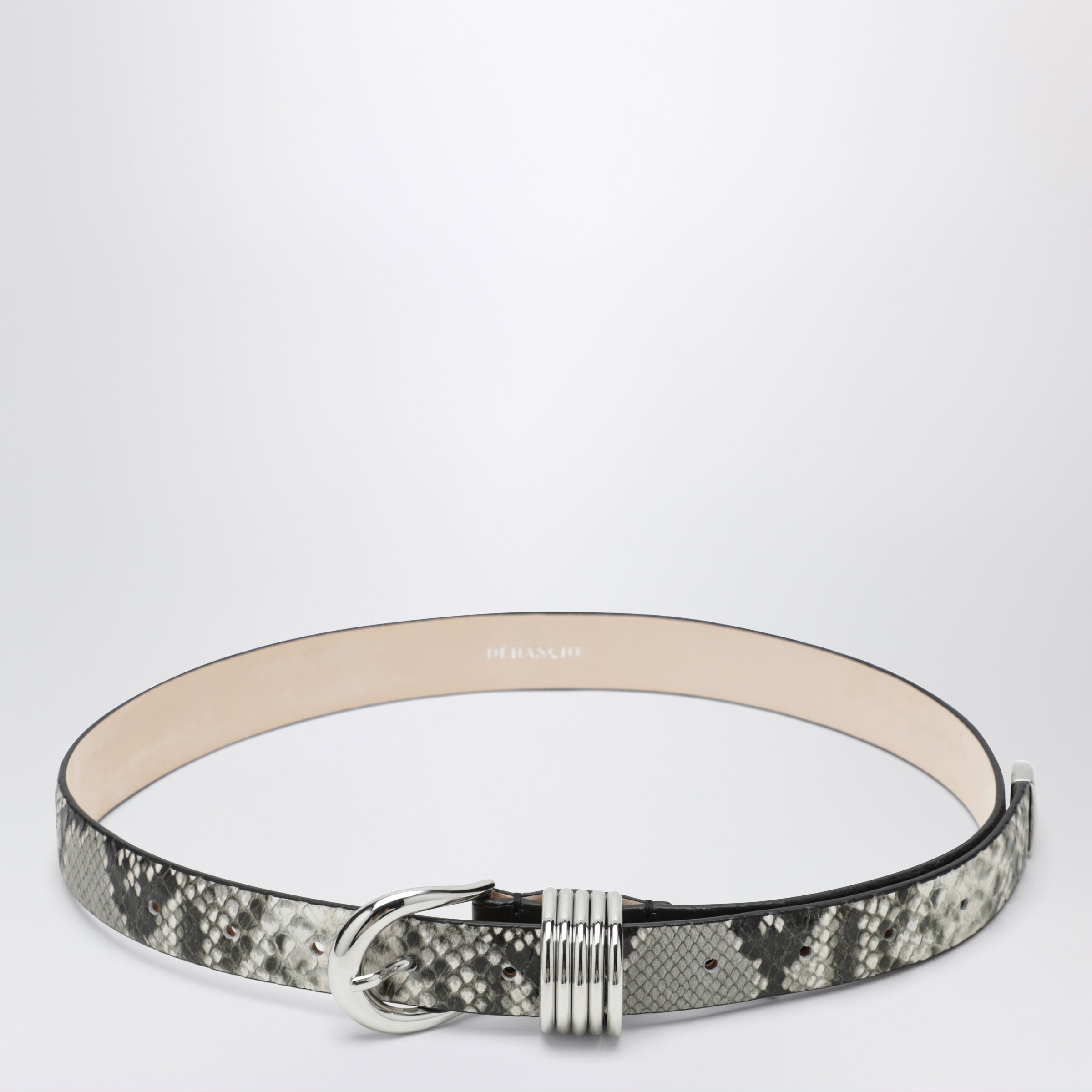 Dehanche Déhanche Hollyhock Belt In Python And Crocodile-effect Leather In Silver