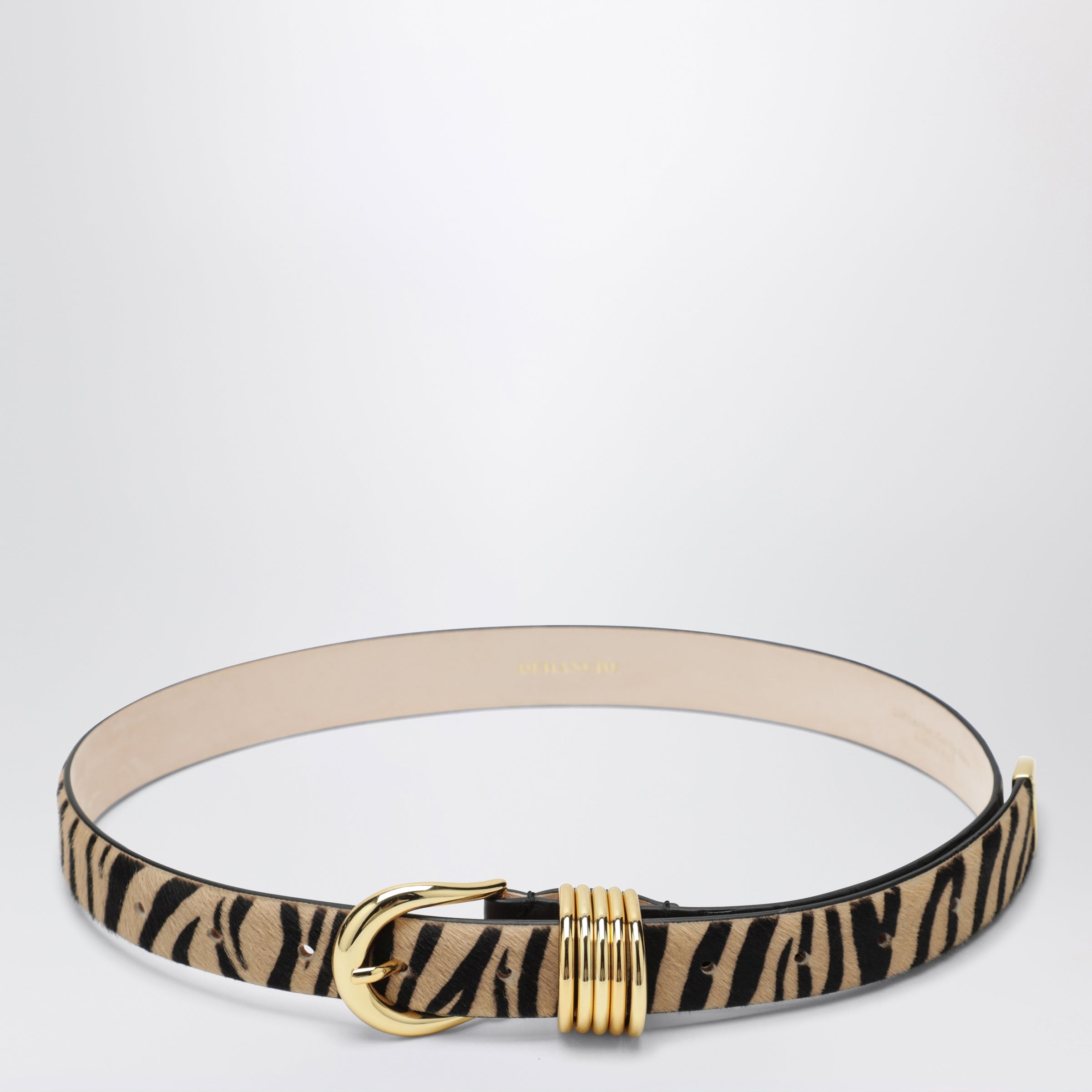 Dehanche Déhanche Hollyhock Belt In Zebra-print And Crocodile-effect Leather In Brown