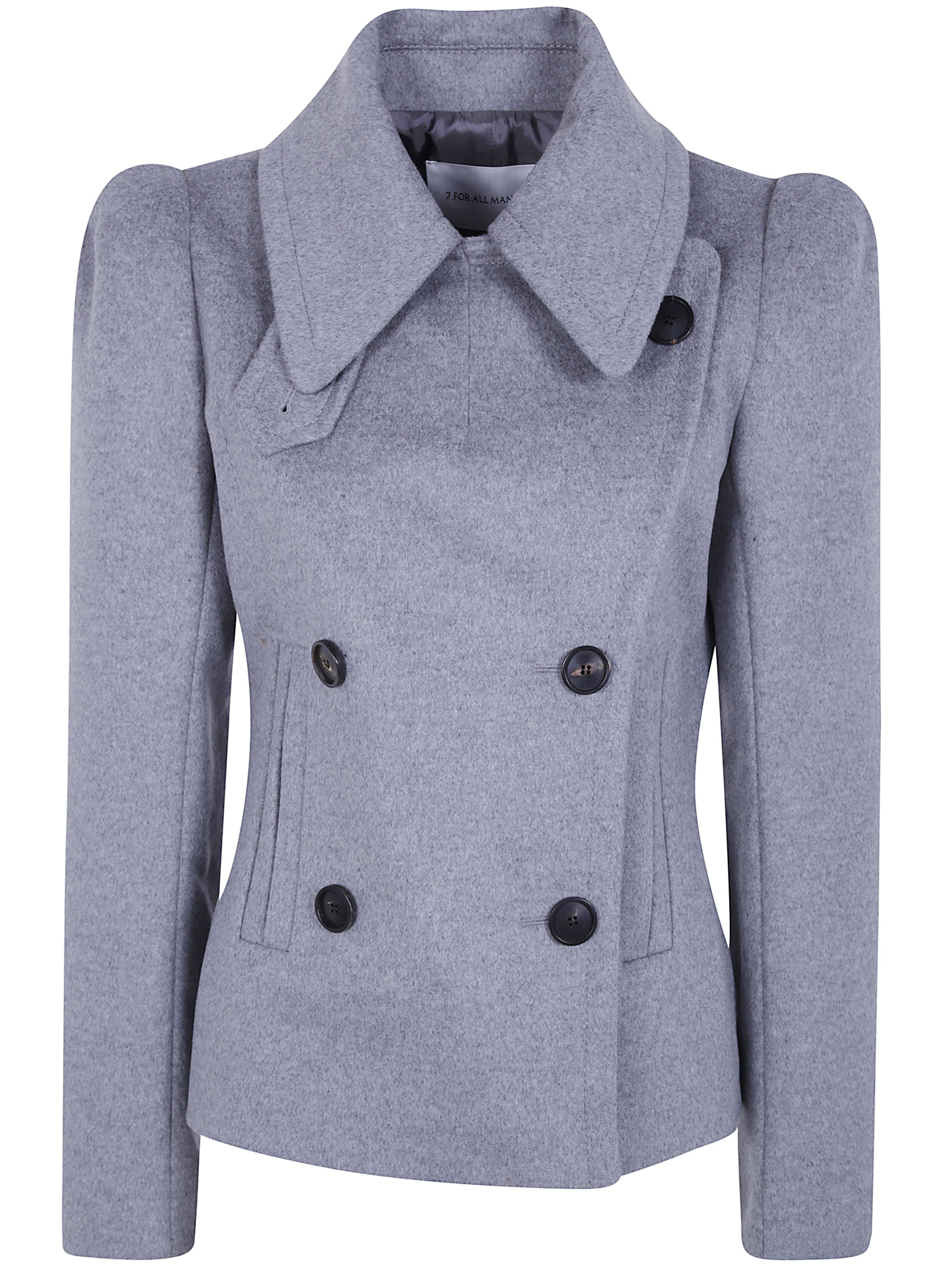Seven For All Mankind Double Breasted High Shoulder Jacket In Grey
