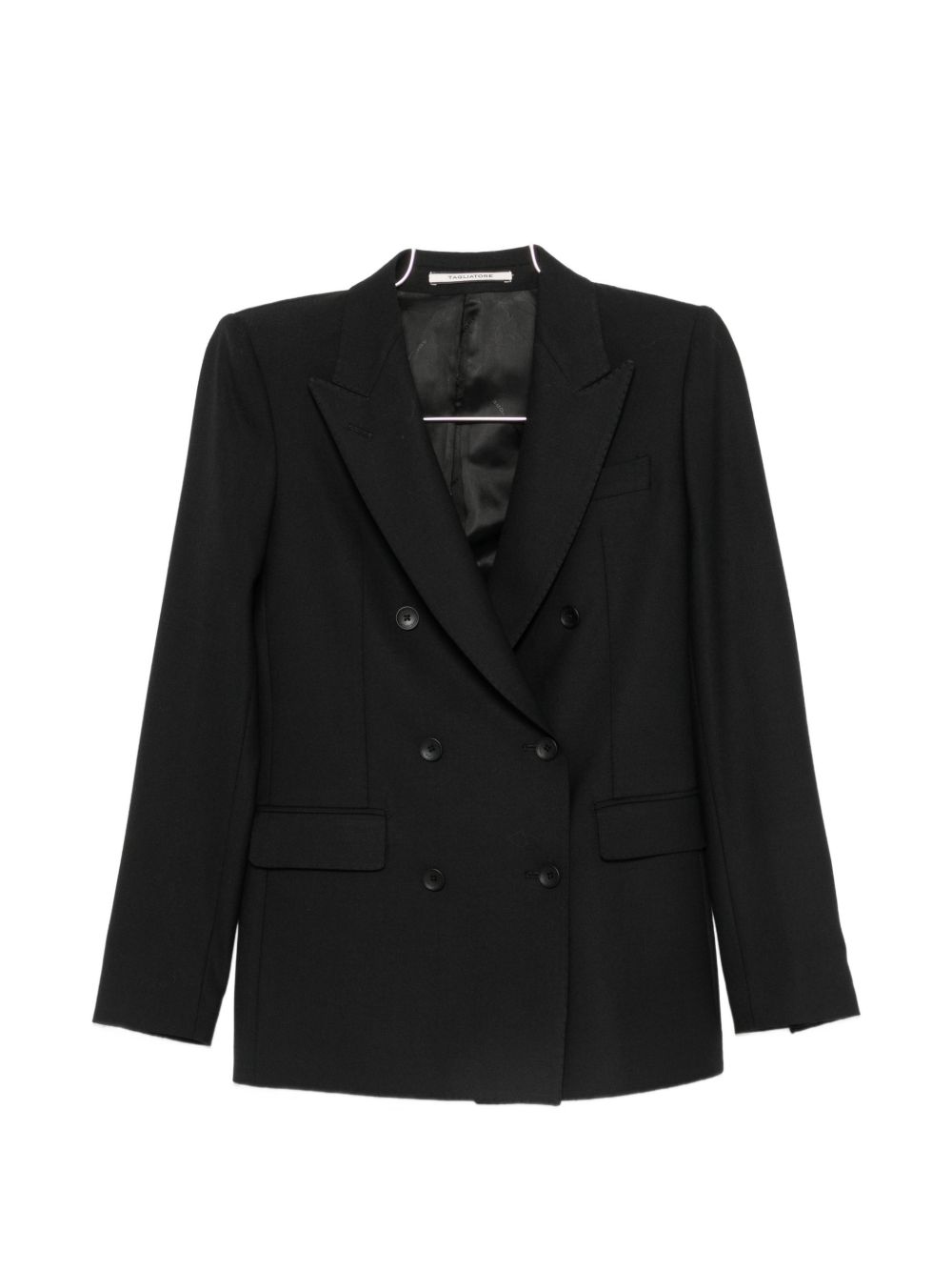 Tagliatore Double-breasted Wool Blend Suit In Black