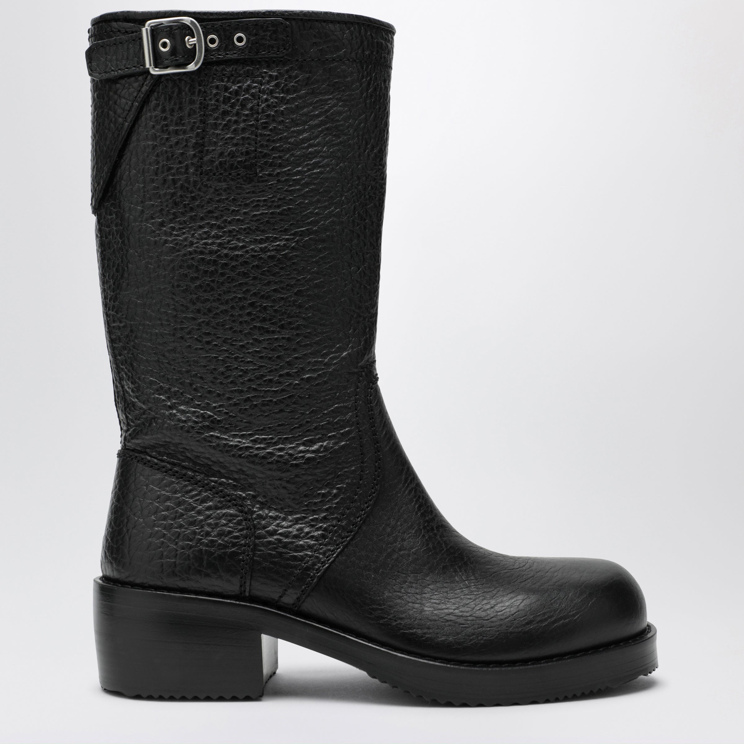 Dries Van Noten Black Leather Biker Boots In Black