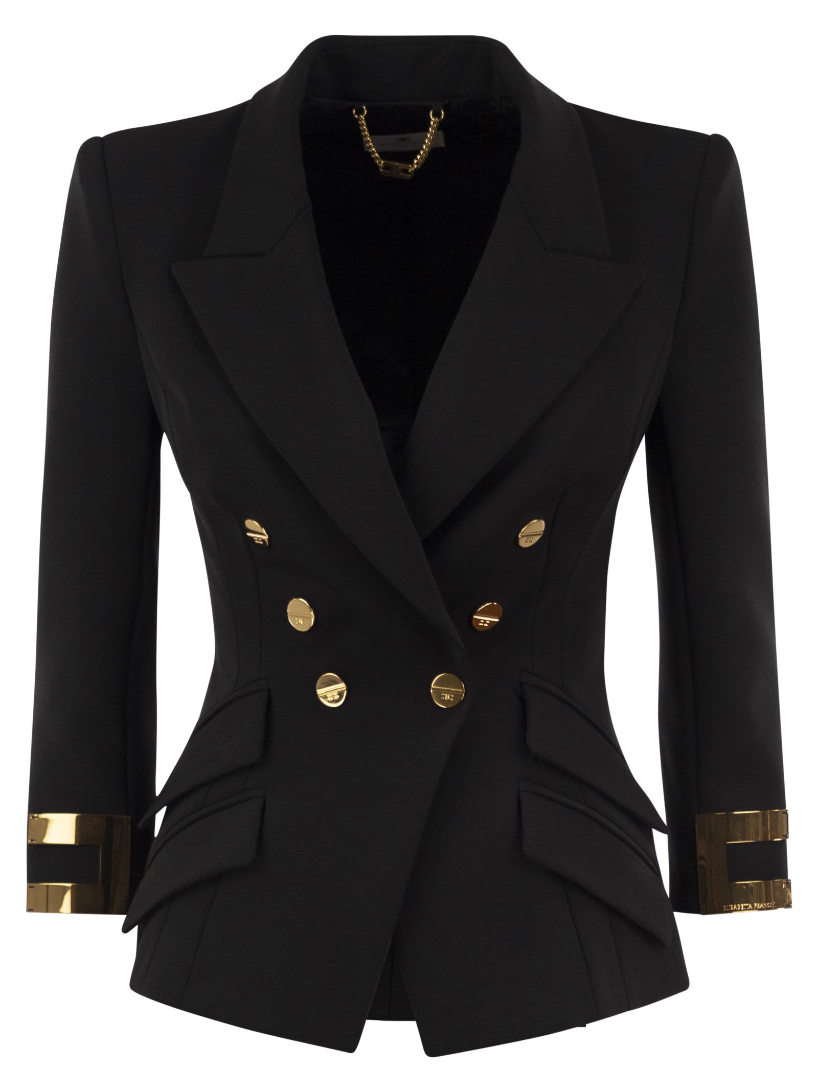 Double-Breasted Blazer With Logo Details