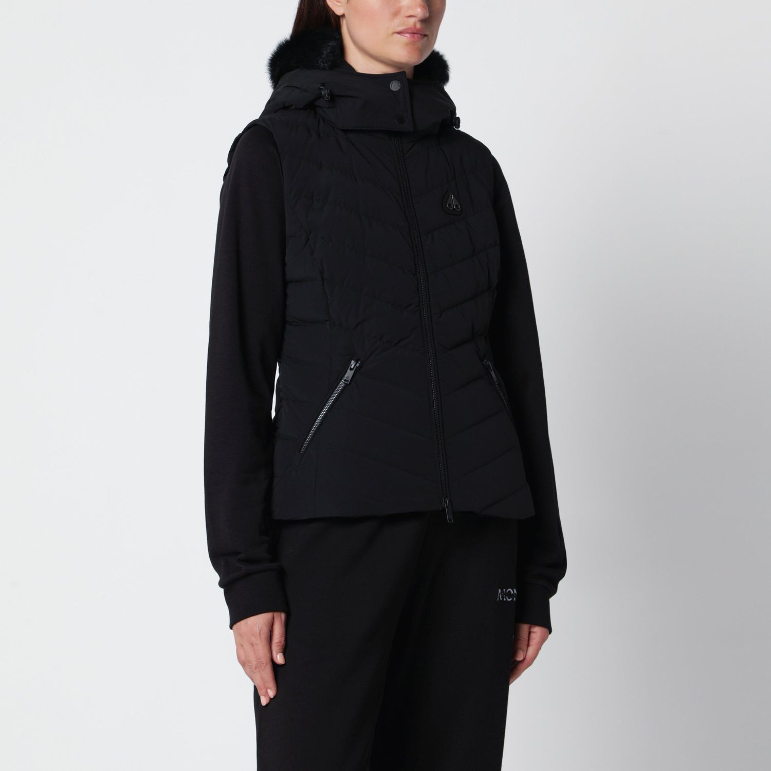 Elora Black Nylon Padded Vest
