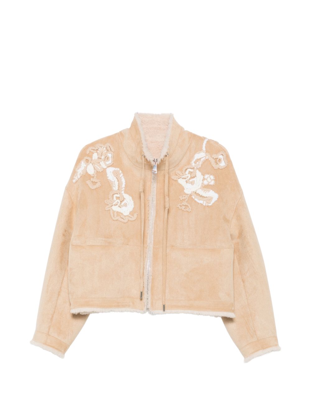 Ermanno Embroidered Blouson Jacket In Beige