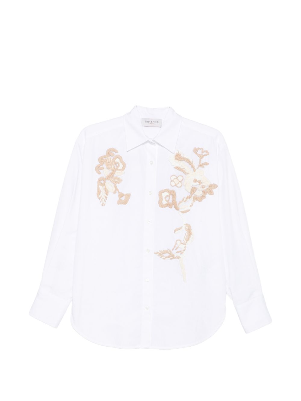 Ermanno Embroidered Cotton Shirt In White