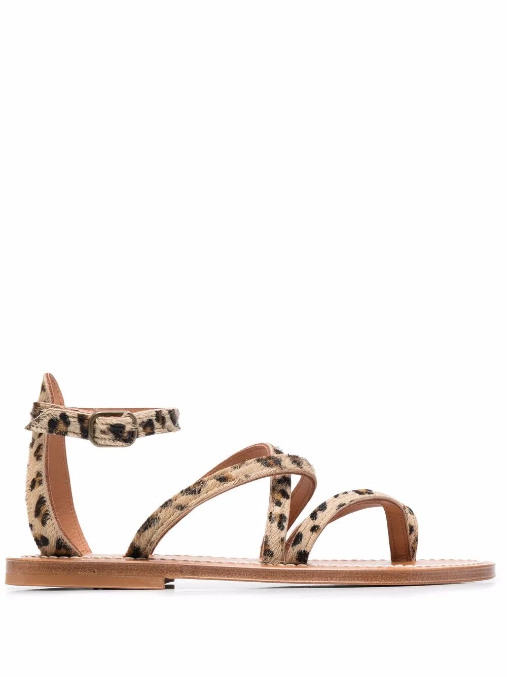 Kjacques Epicure Leopard Printed Hair Calf Sandals In Brown