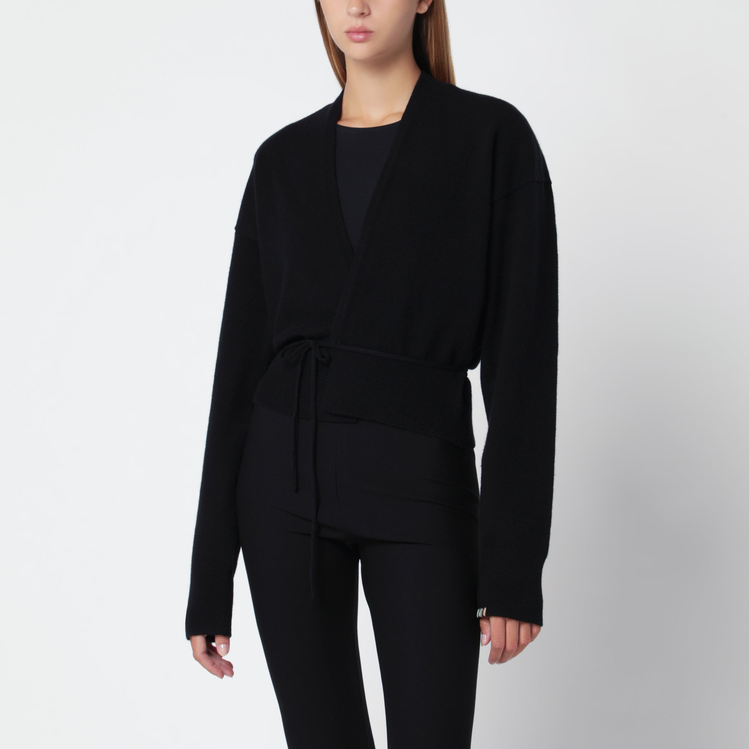 Black Cashmere Wrap Cardigan