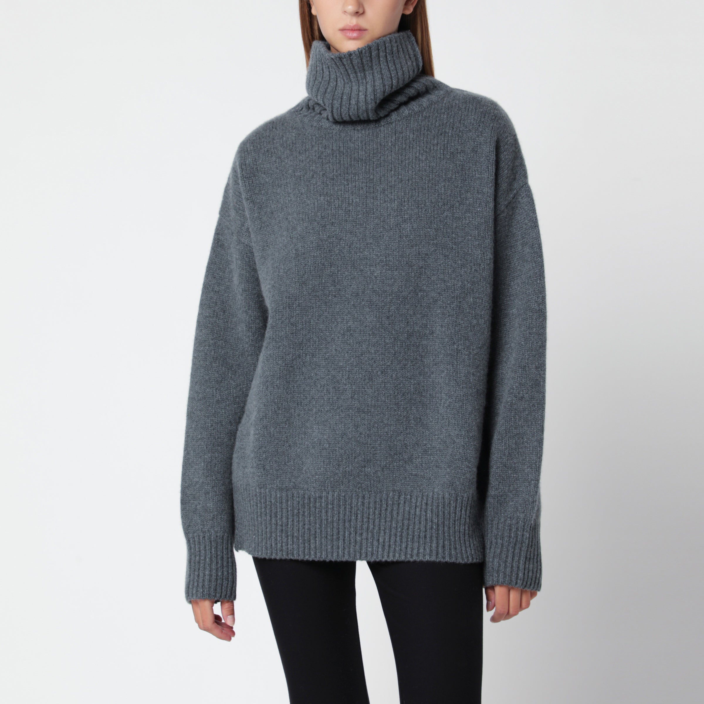 Grey Cashmere Turtleneck Sweater