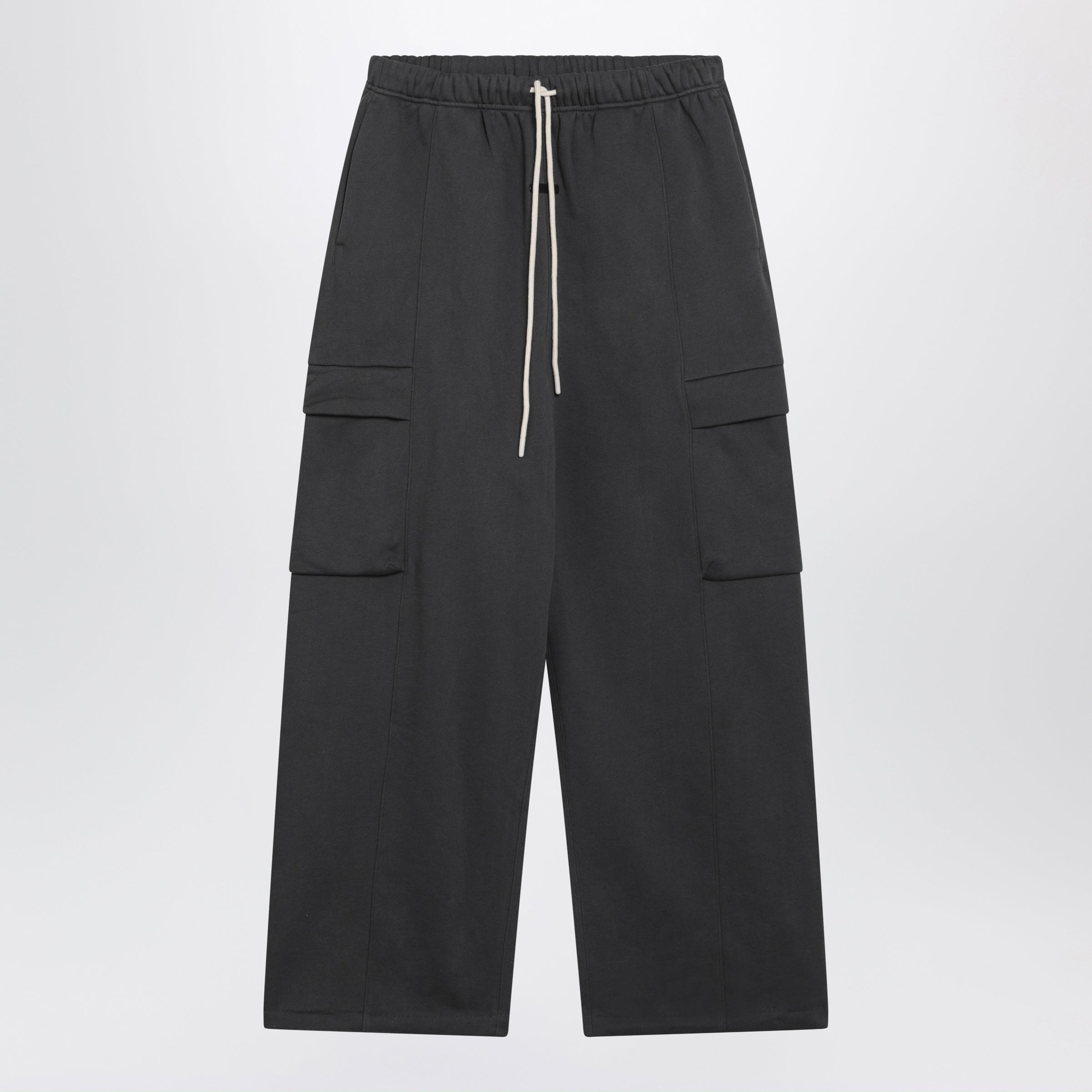 Iron Grey Cargo Jogging Trousers In Cotton Fleece