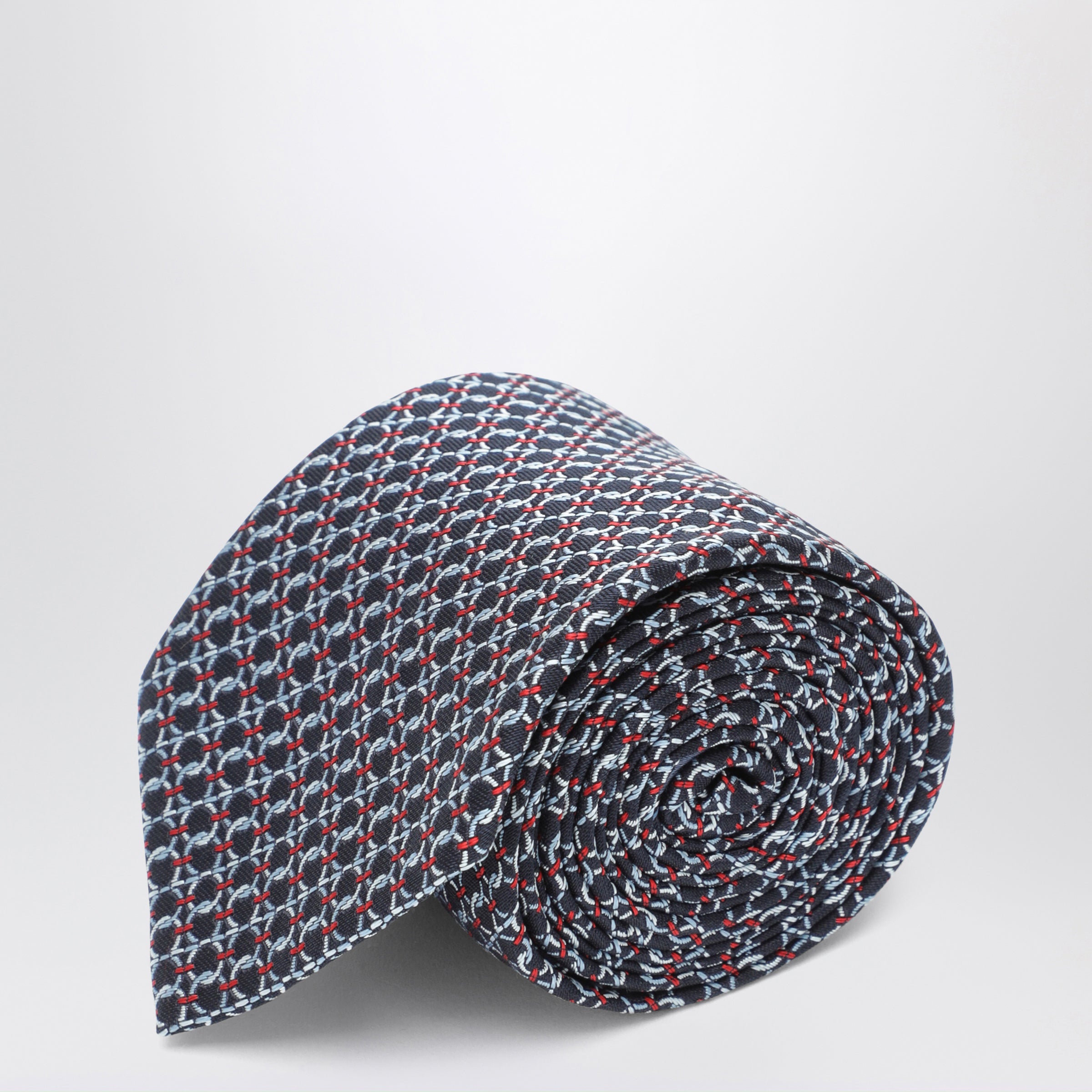 Dark Blue Gancini Silk Jacquard Tie