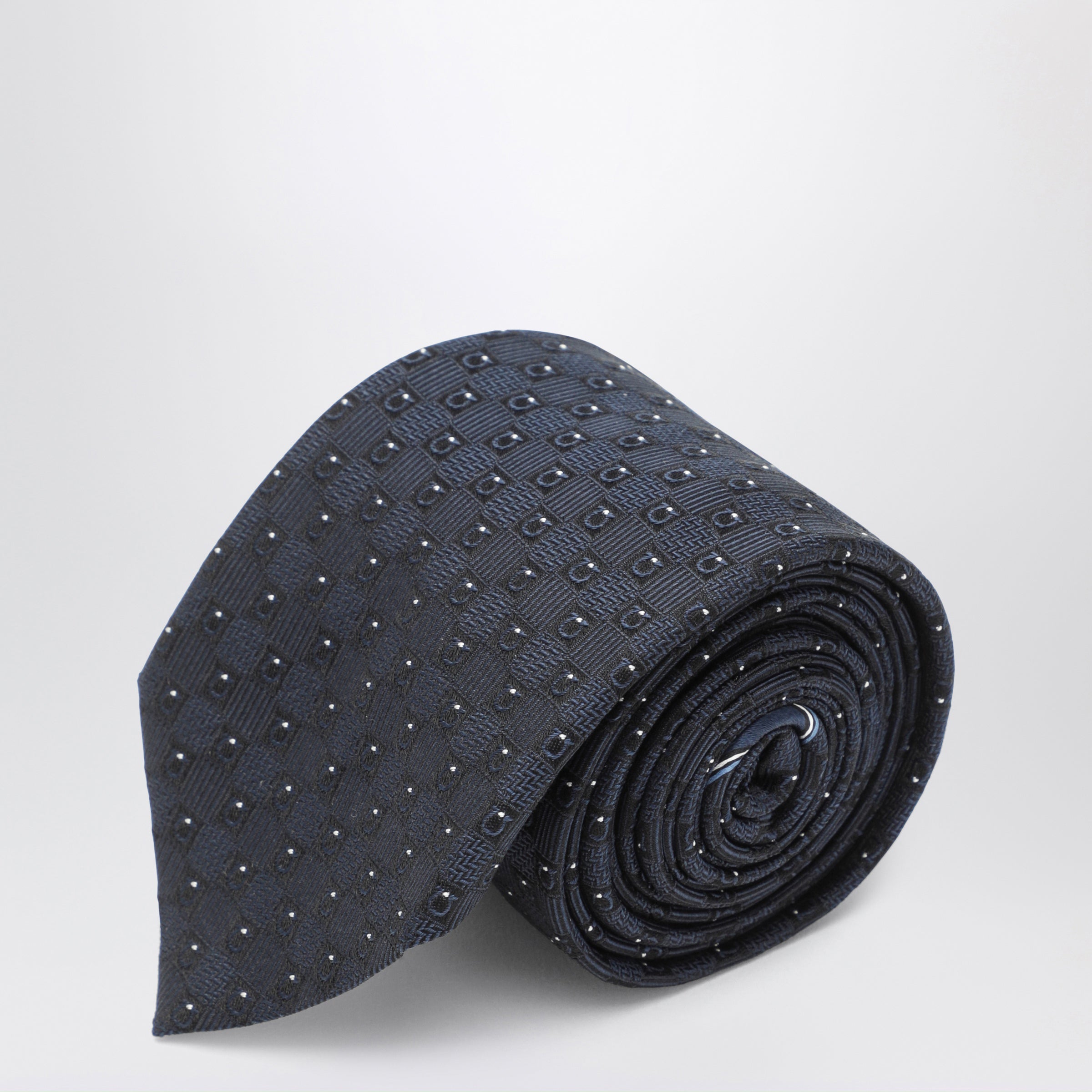 Dark Blue Gancini Silk Jacquard Tie