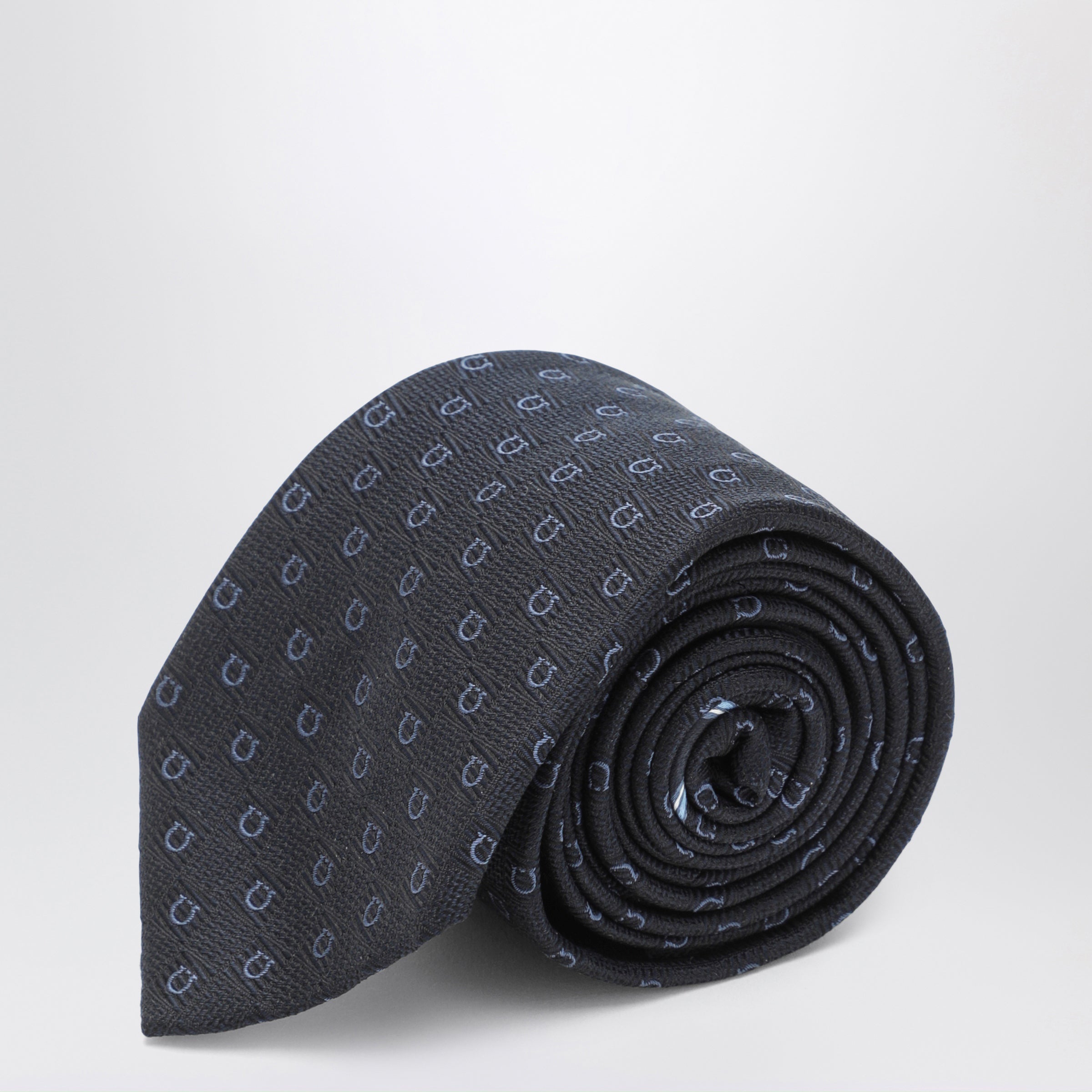 Dark Blue Gancini Silk Jacquard Tie