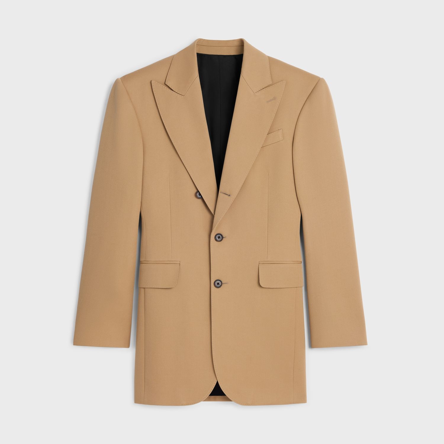 Celine Jacket Columns In Wool With Diagonal Pattern In Brown