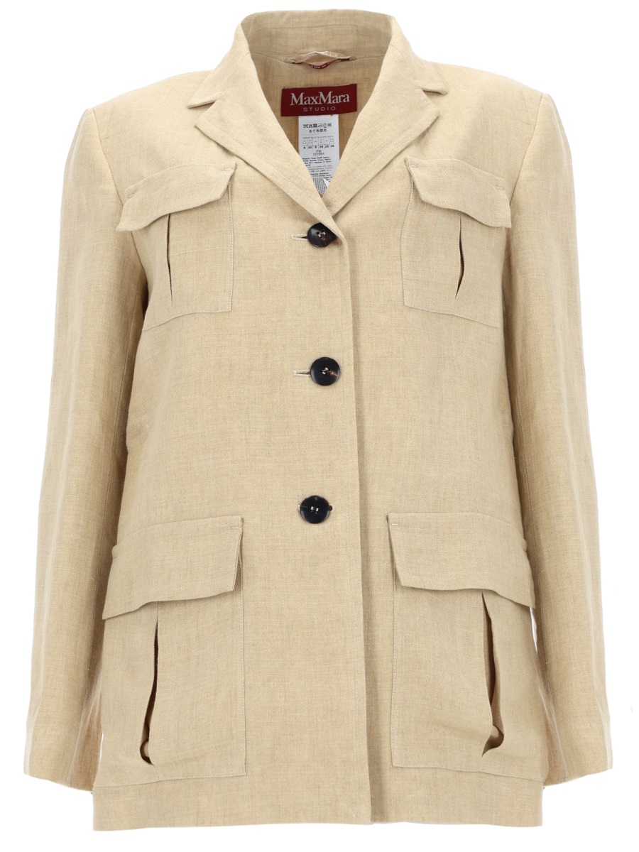 Max Mara Linen Single-breasted Suit Jacket In Yellow
