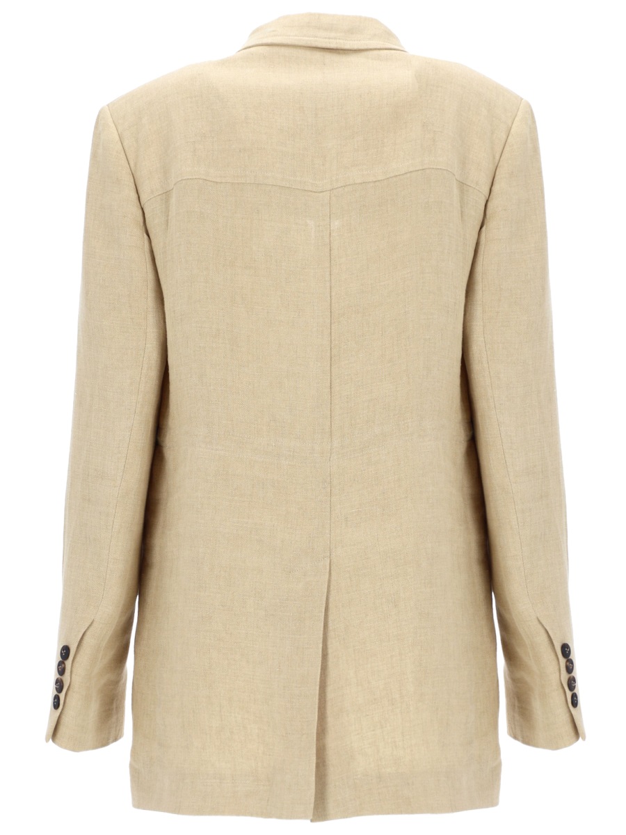 Max Mara Linen Single-breasted Suit Jacket In Yellow