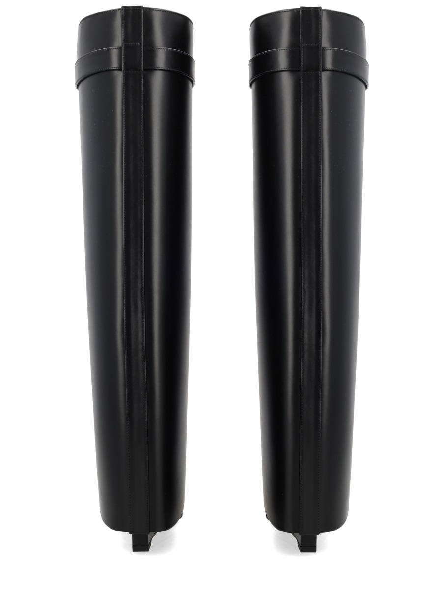 Givenchy Women Black Sandals With Logo Plaque On The Front And High Wedge Heel In Leather Woman In Black