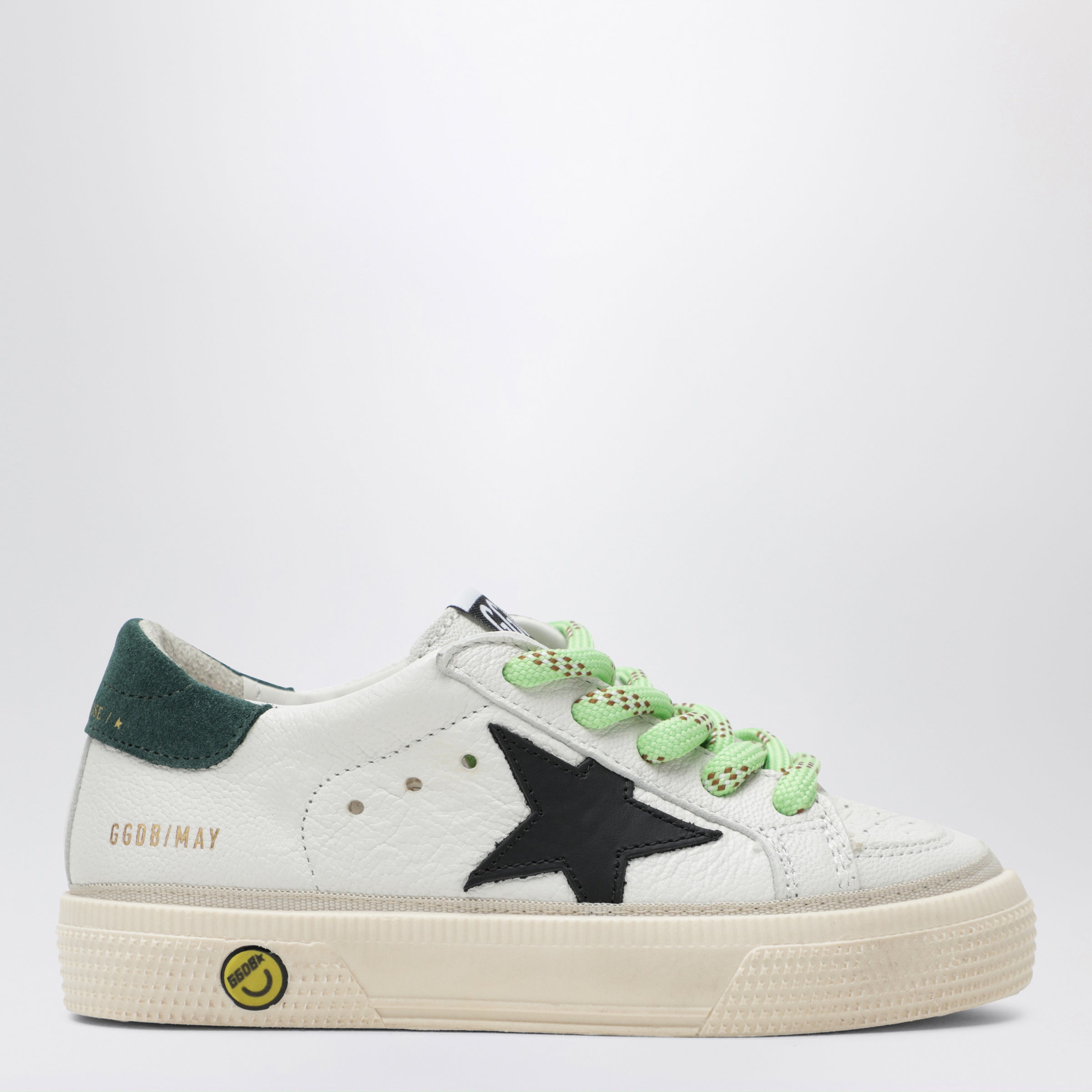 May Sneakers In White/Black/Green Leather