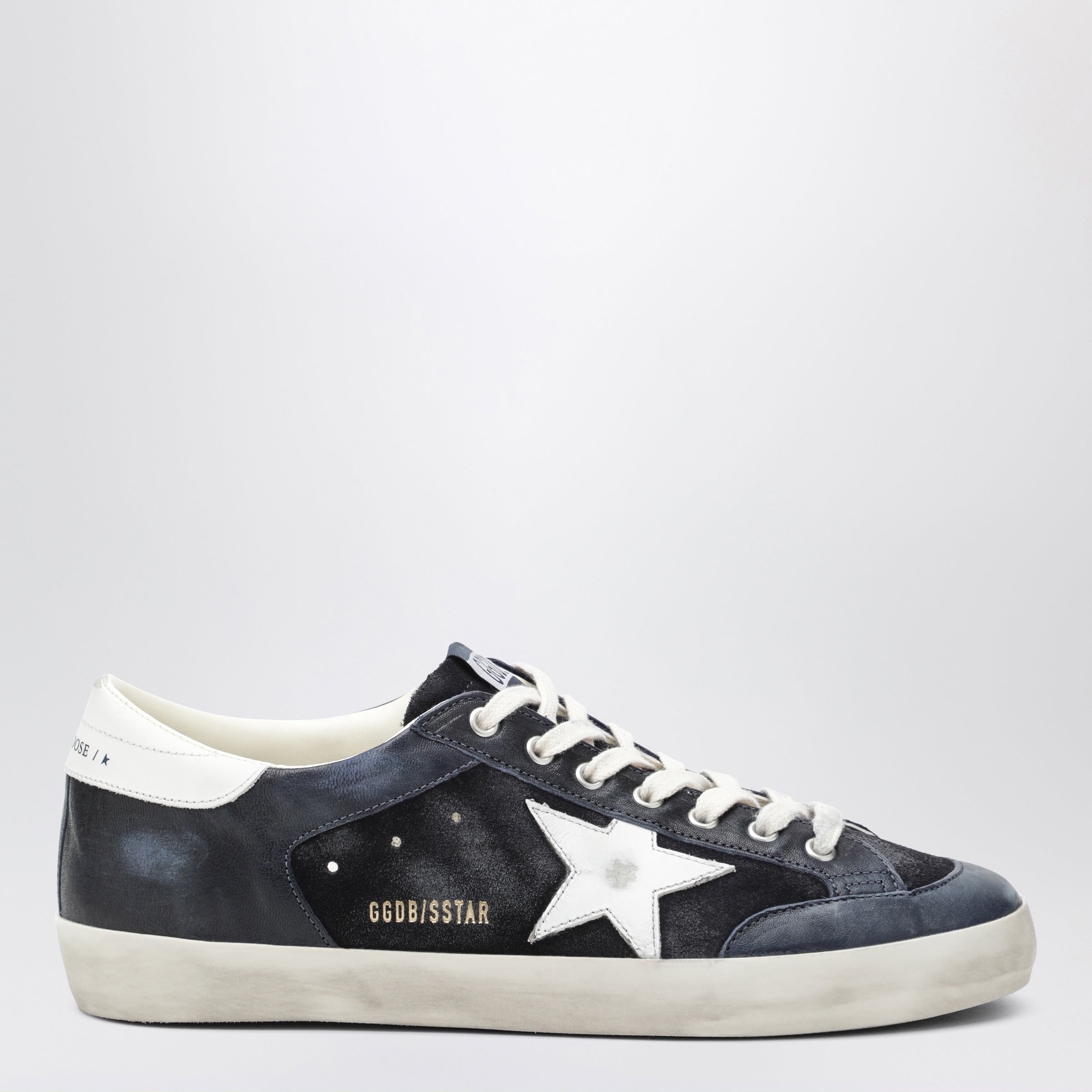 Super-Star Sneakers In Blau, Weiß, Leder Und Wildleder