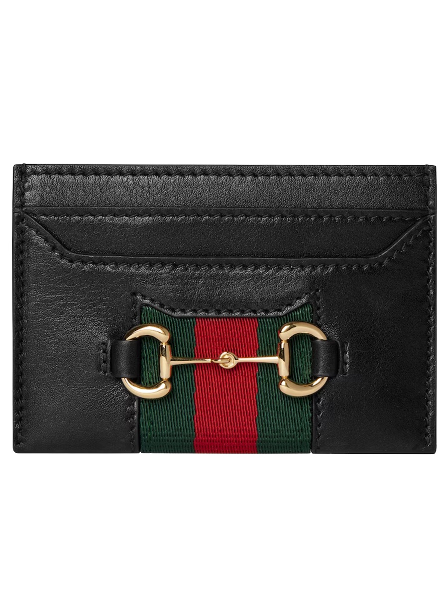 Gucci Card Holder "web Horsebt" In Black