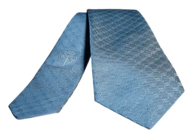 Gg Monogram Silk Tie Blue