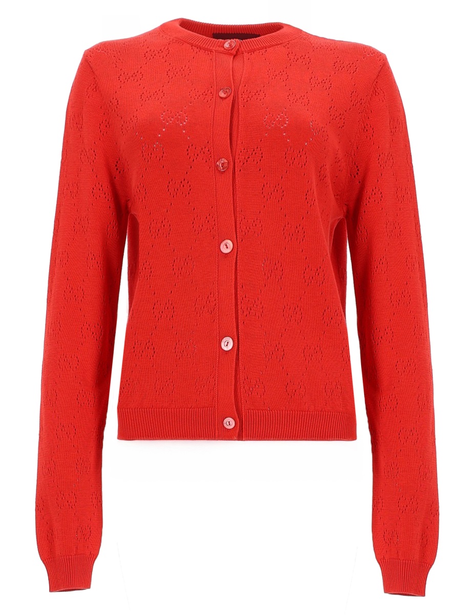 Gucci Silk And Cotton Cardigan In Red