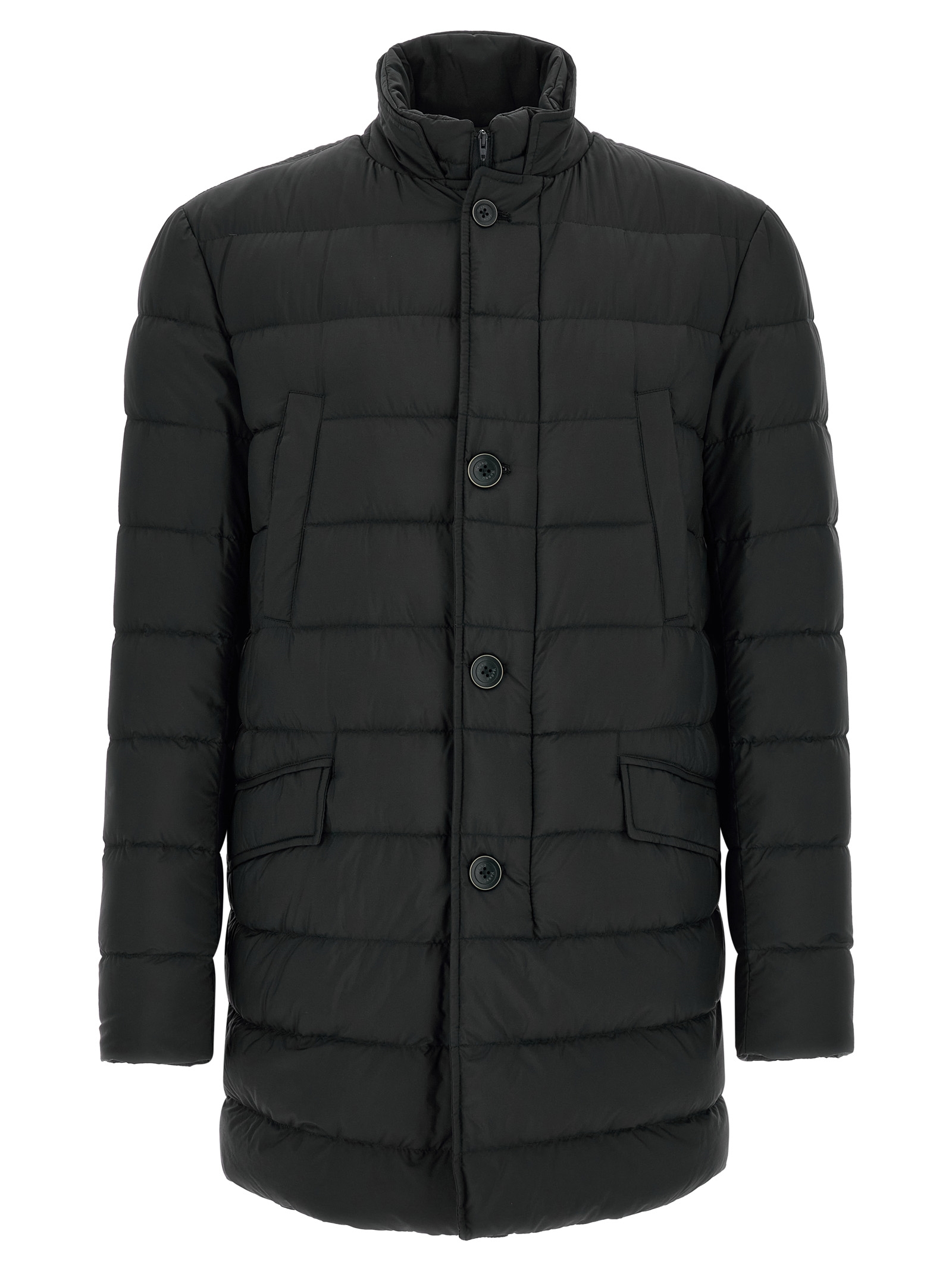 Herno Dark Grey Quilted Jacket In Black