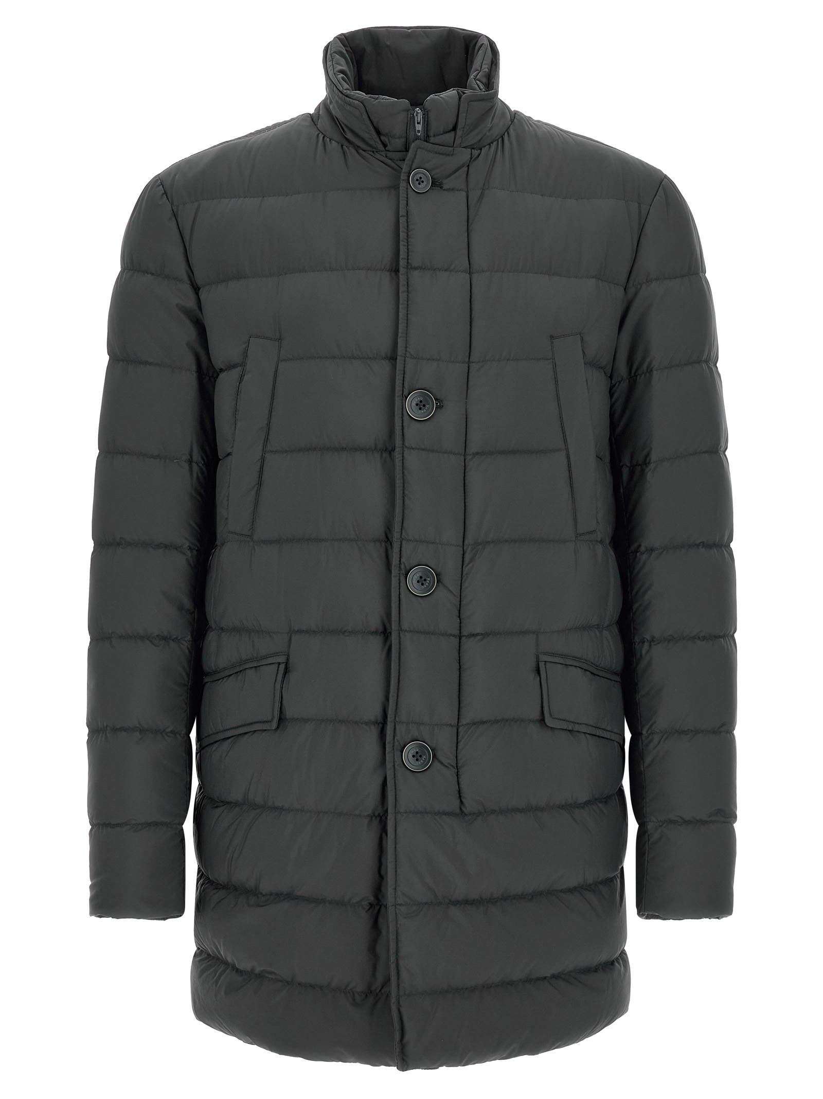 Herno Dark Grey Quilted Jacket In Gray