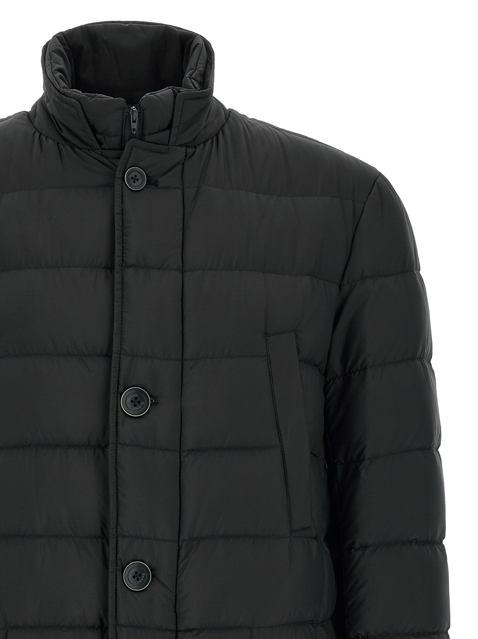 Herno Dark Grey Quilted Jacket In Black