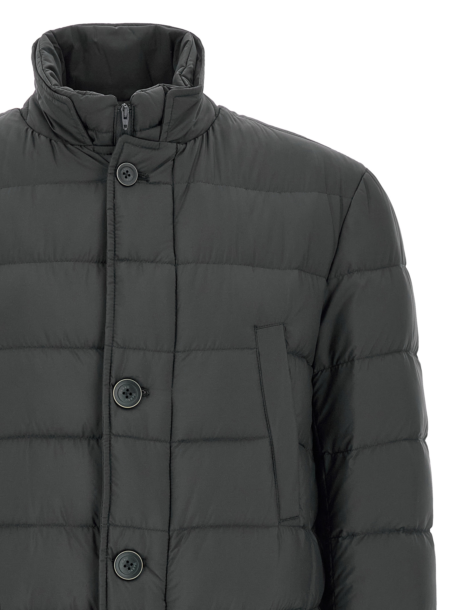 Herno Dark Grey Quilted Jacket In Gray