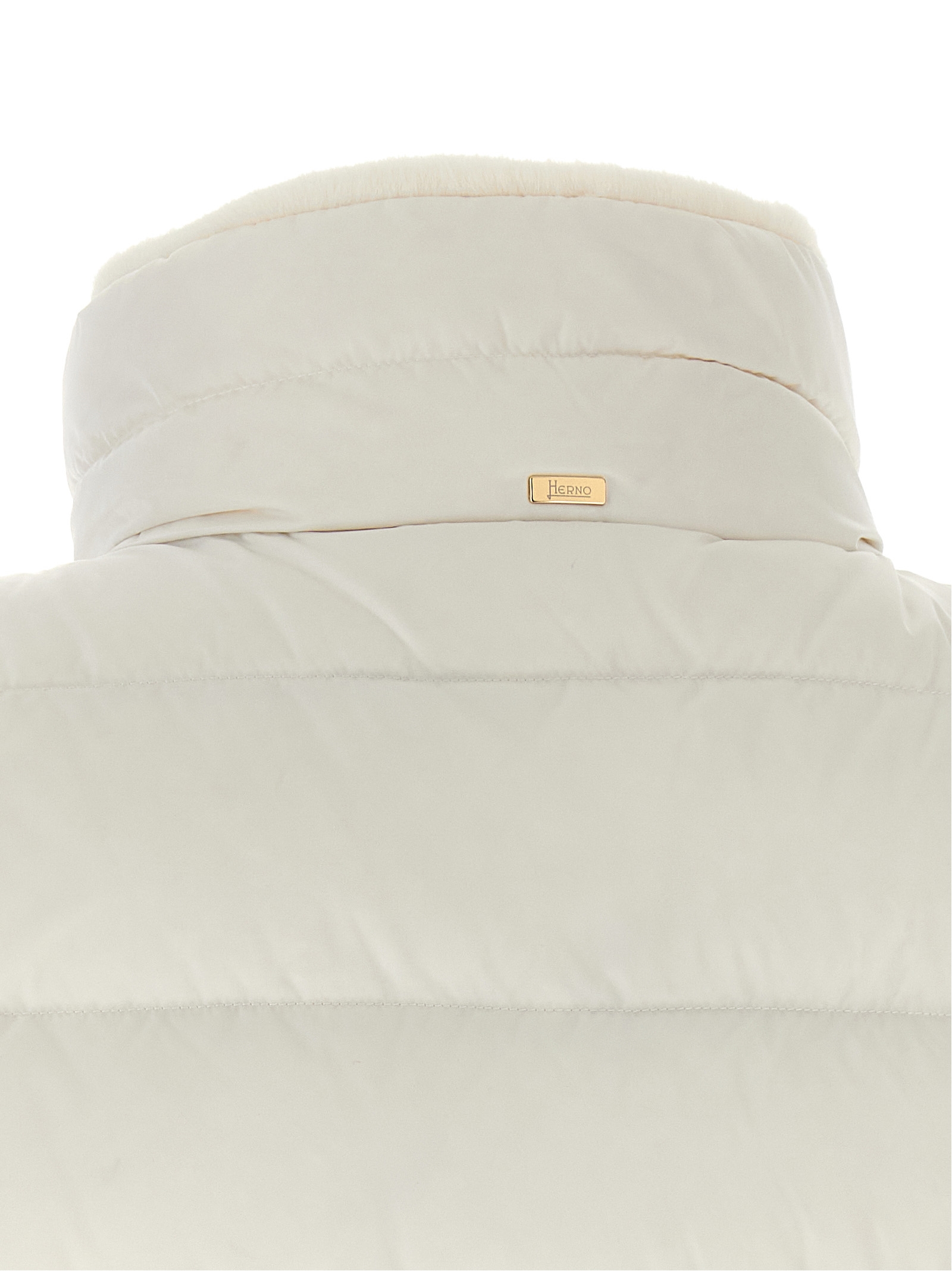 Herno Technical Satin Vest Padded High Collar In White