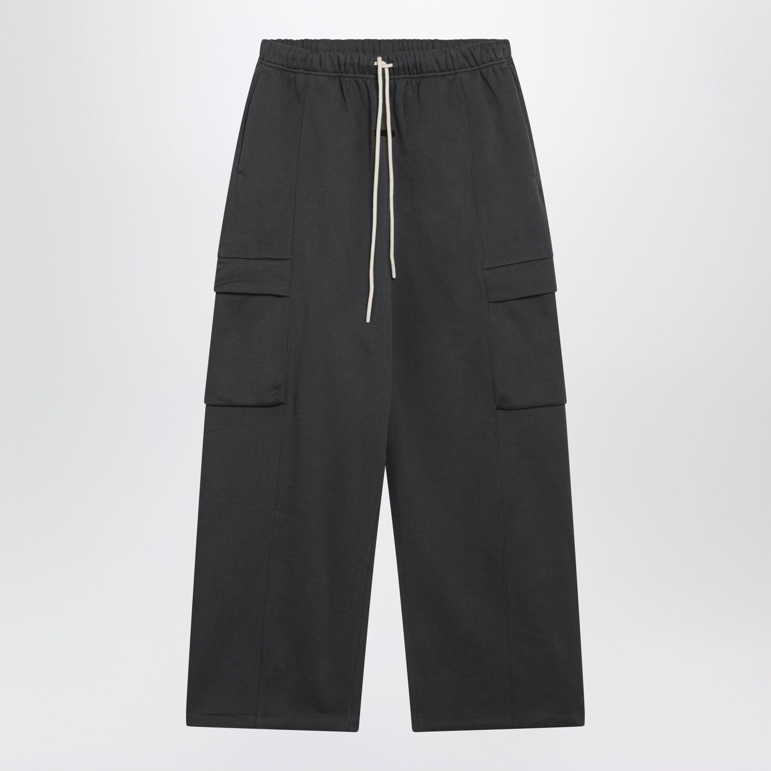 Iron Grey Cargo Jogging Trousers In Cotton Fleece