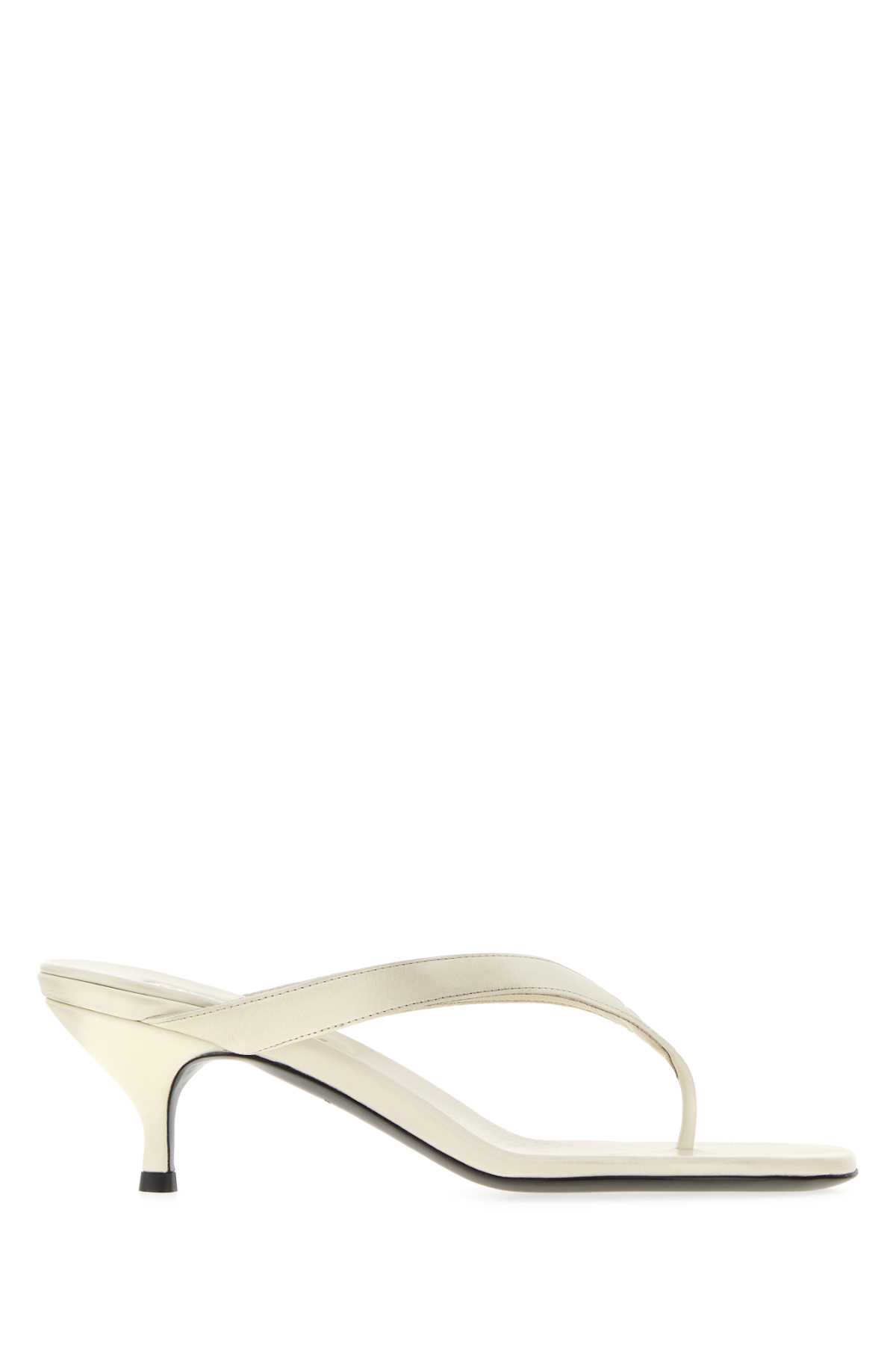 Miu Miu Ivory Leather Thong Slippers In White