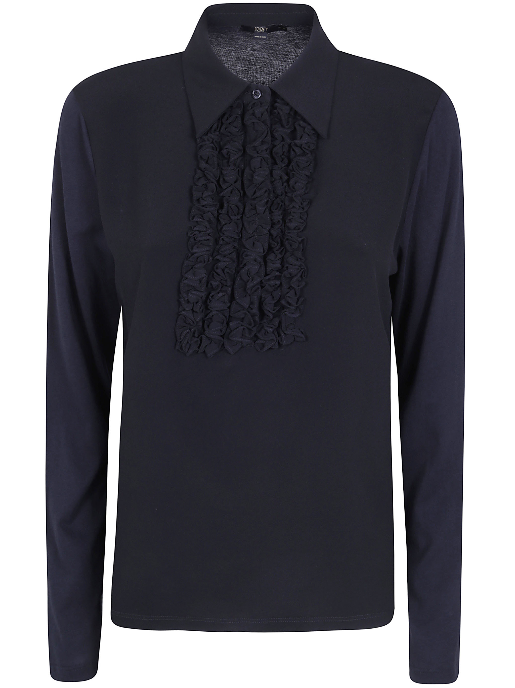 Seventy Jersey Crepe Polo Neck Sweater In Black