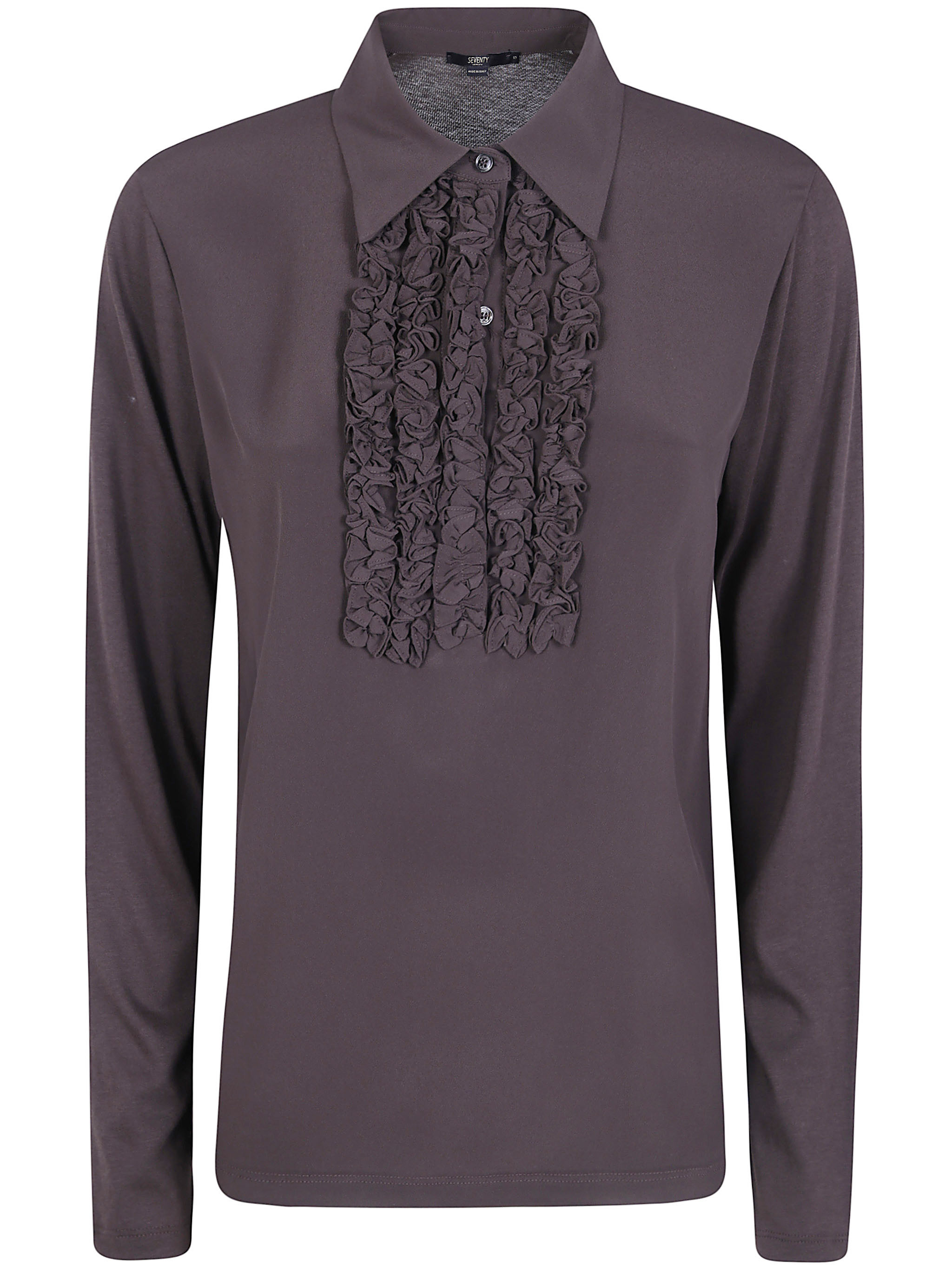 Seventy Jersey Crepe Polo Neck Sweater In Brown