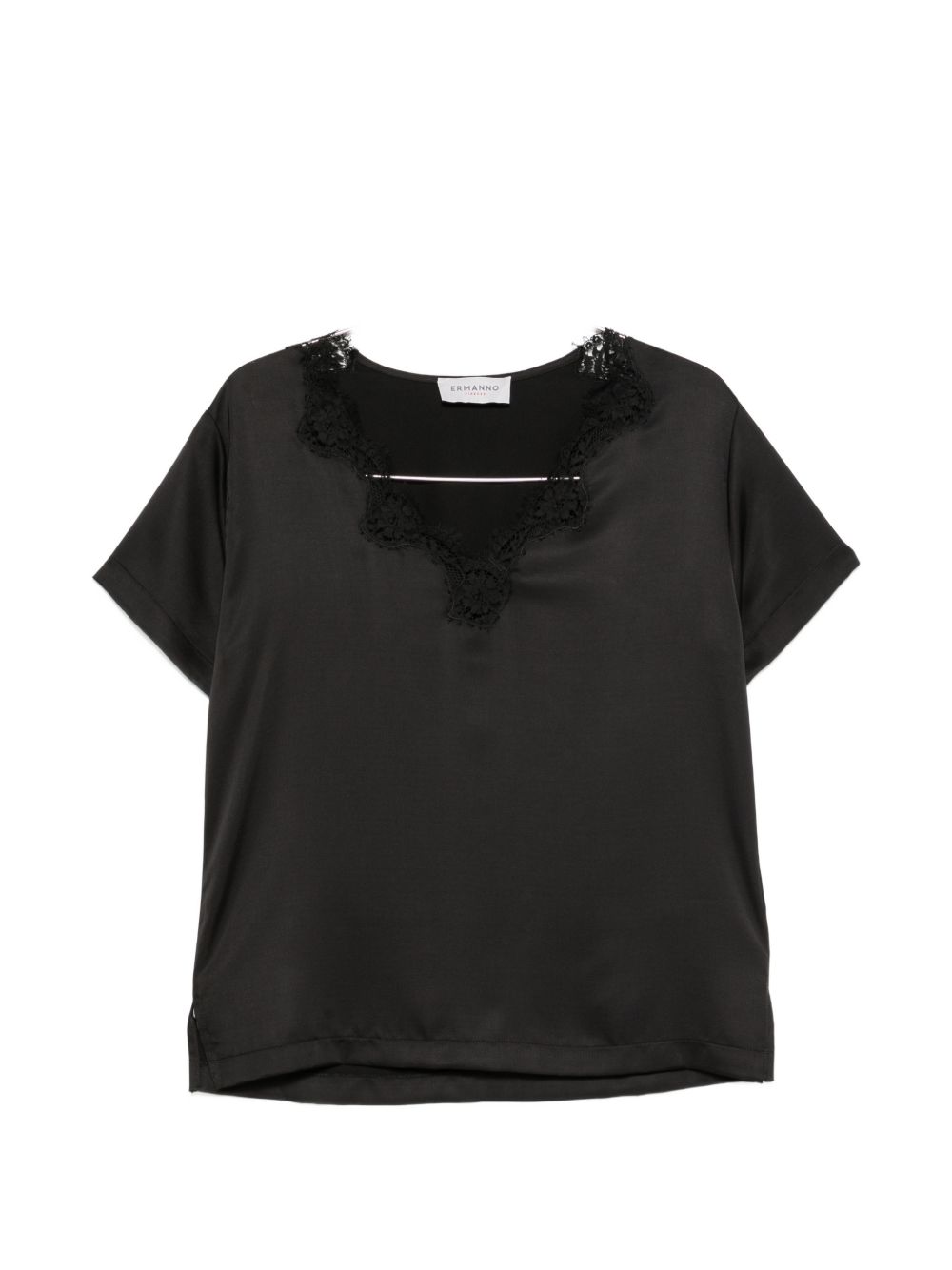 Ermanno Lace-detail T-shirt In Black
