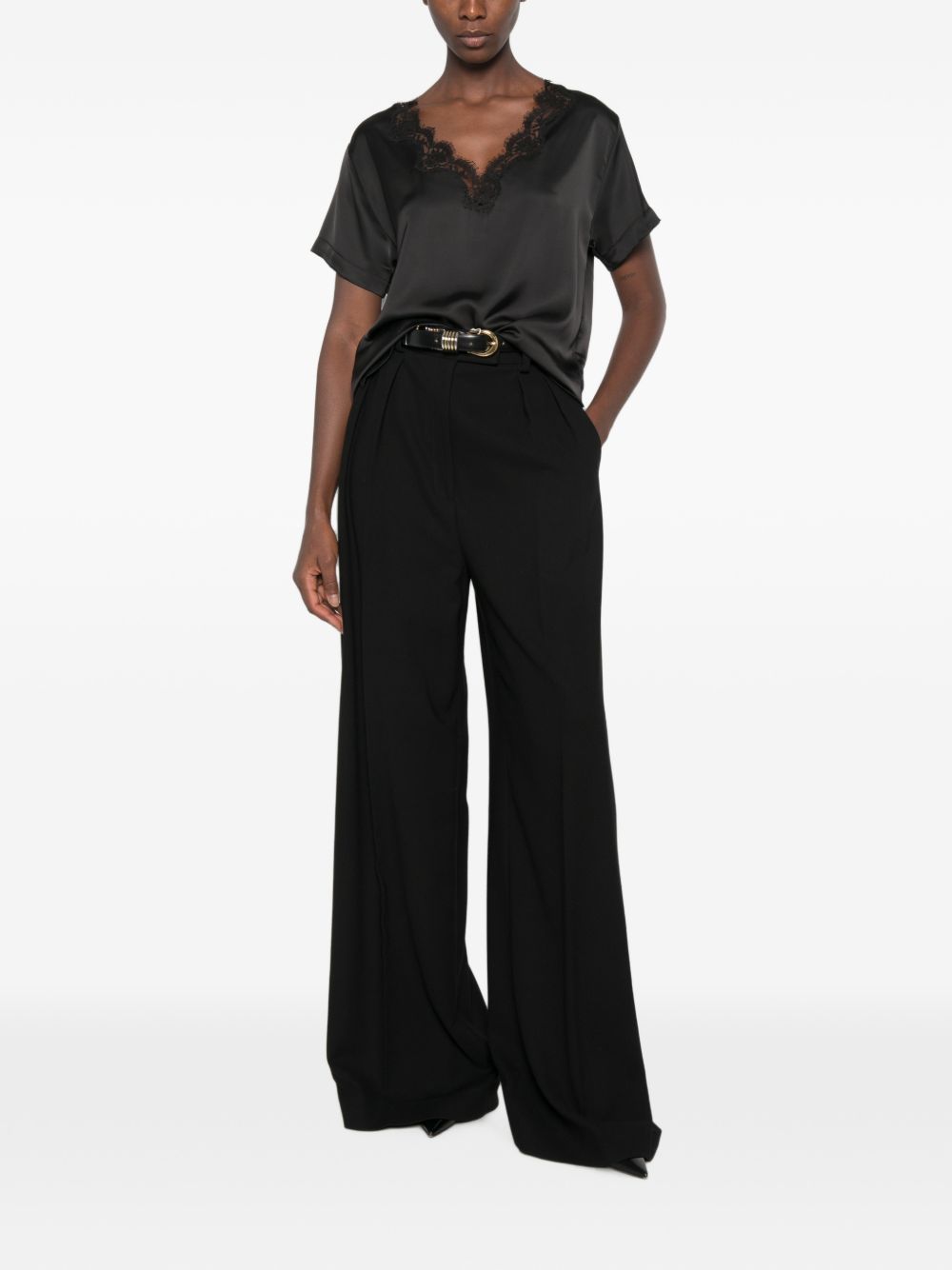 Ermanno Lace-detail T-shirt In Black