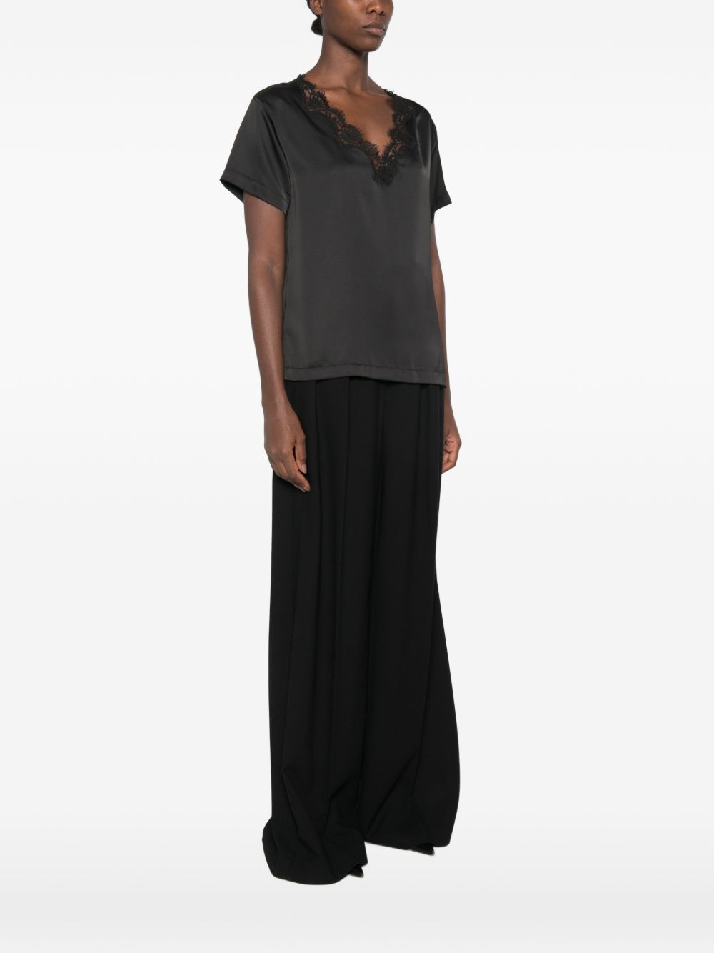 Ermanno Lace-detail T-shirt In Black