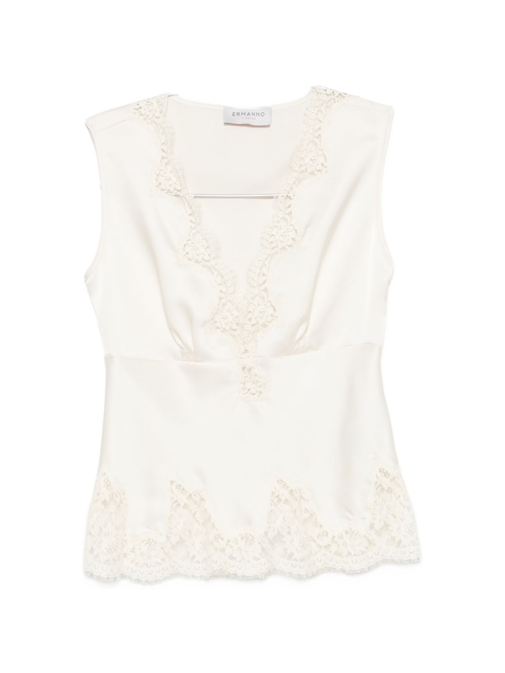 Ermanno Lace Detail Tank Top In White