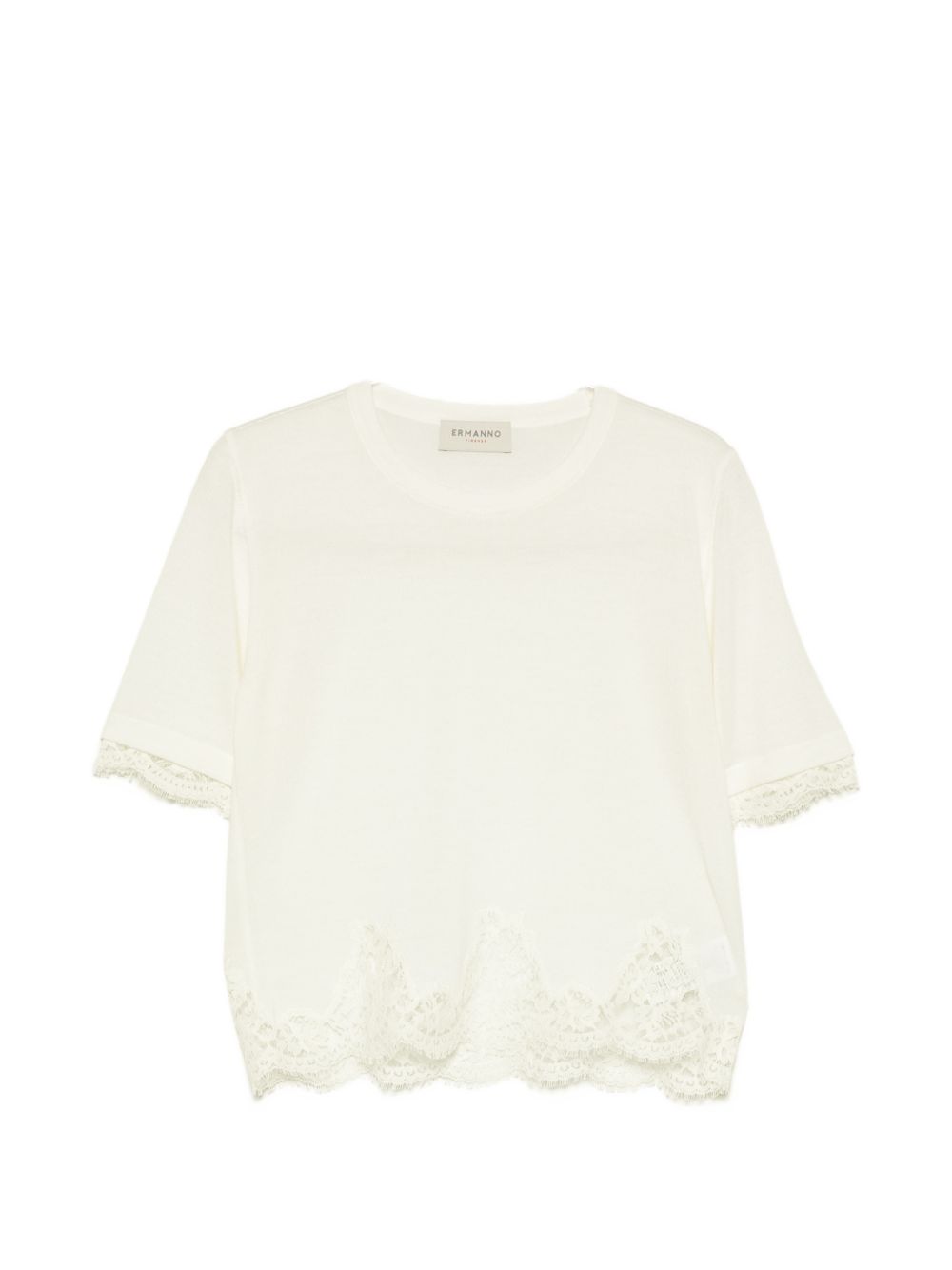 Ermanno Lace-detail Wool Sweater In White