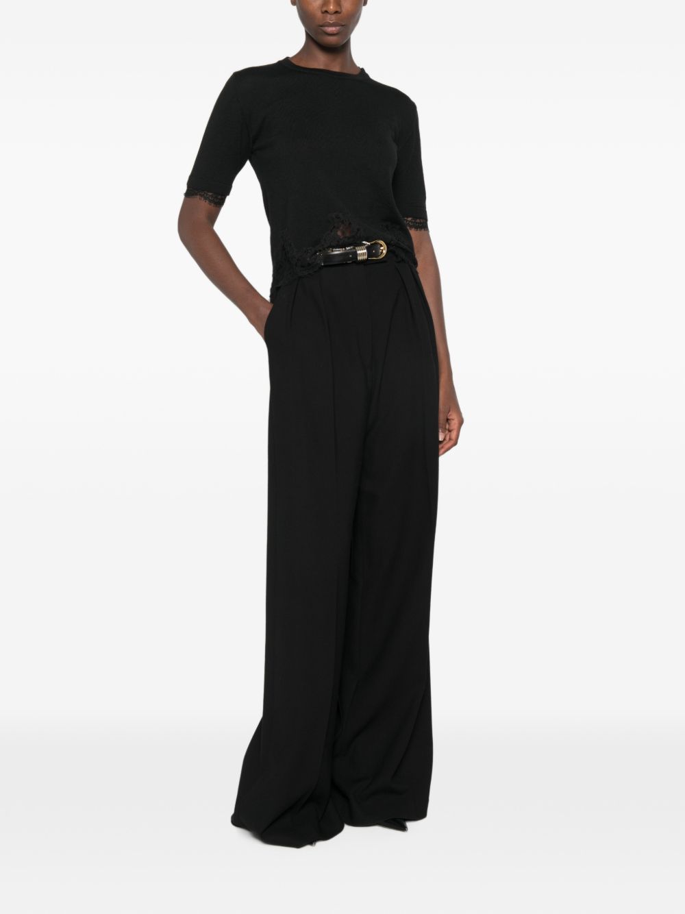 Ermanno Lace-detail Wool Sweater In Black