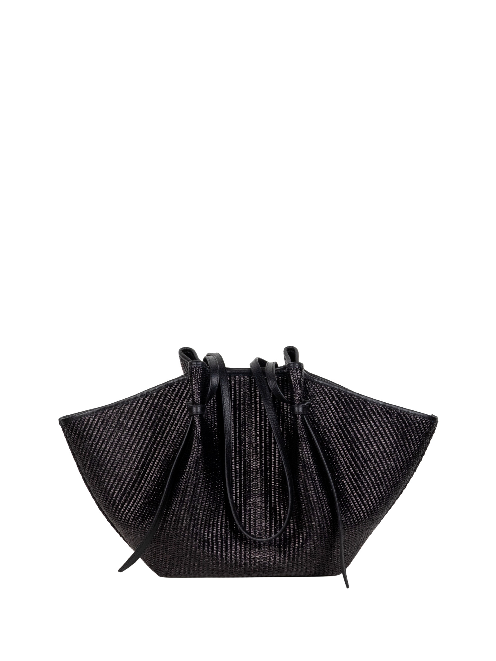 Large Mochi In Black Woven Raffia