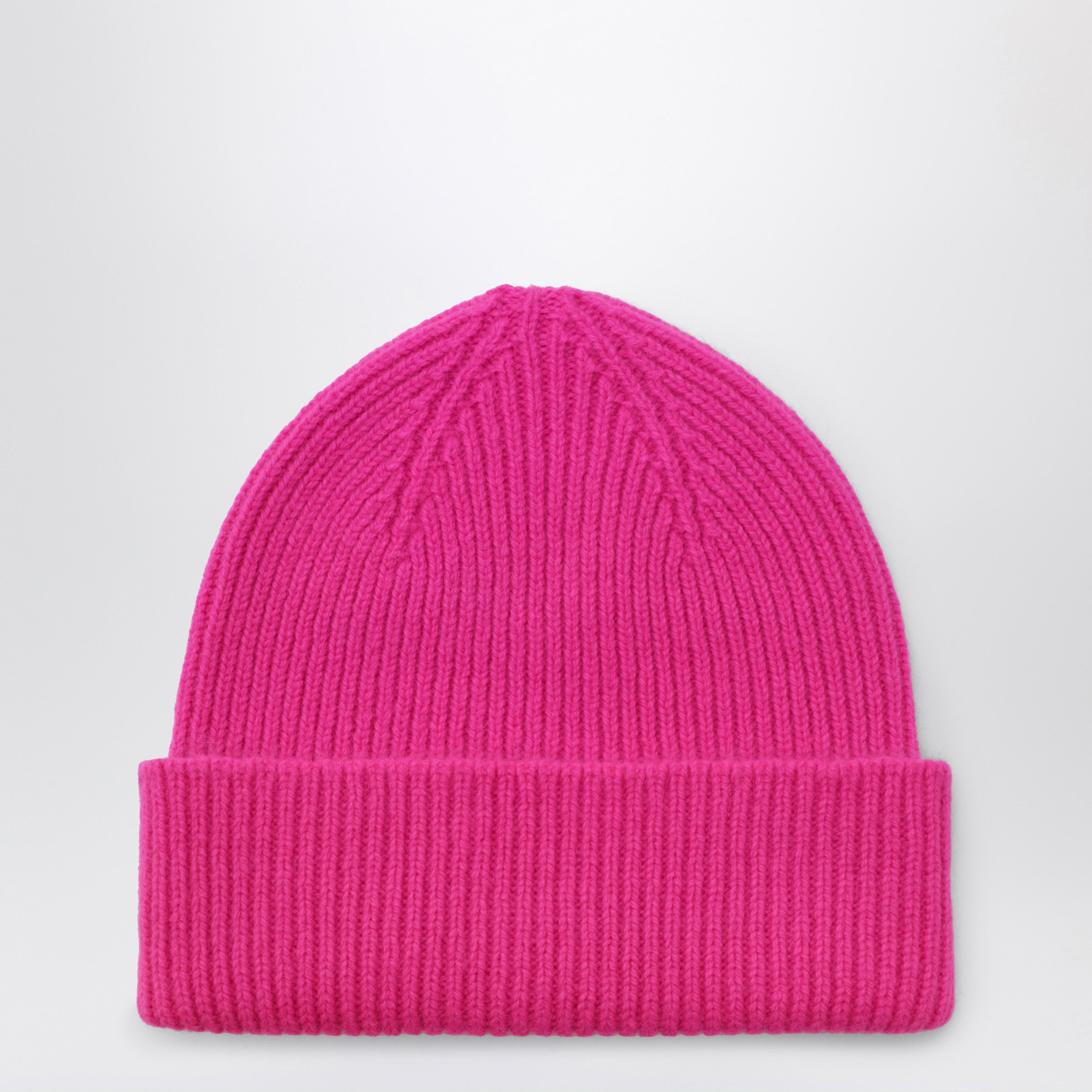 Beanie In Wool And Caregora In Poppy Pink