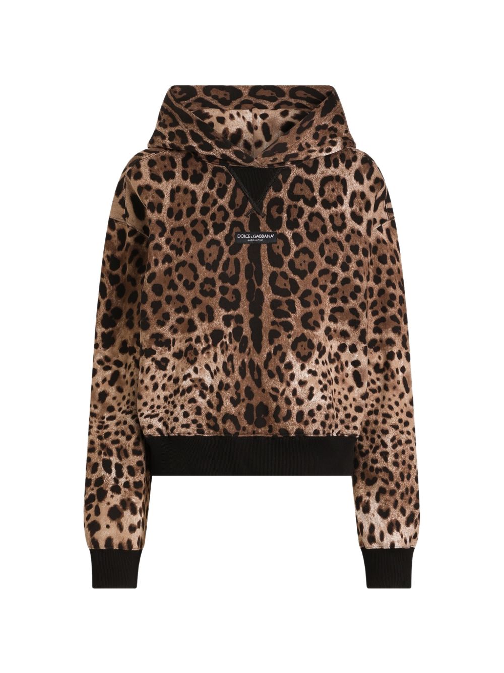 Dolce & Gabbana Leopardprint Pullover Hoodie In Brown
