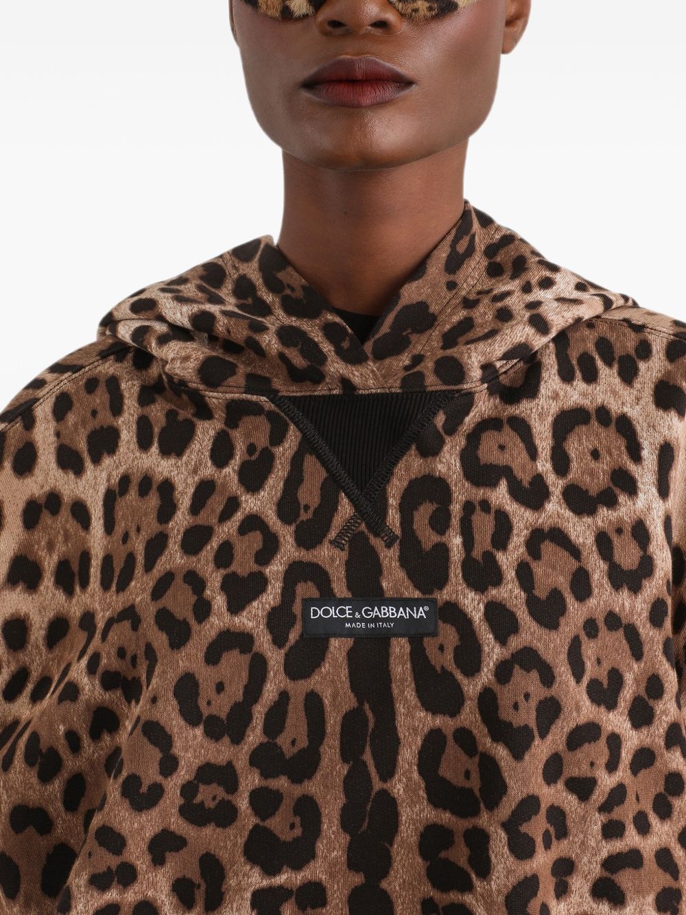 Dolce & Gabbana Leopardprint Pullover Hoodie In Brown
