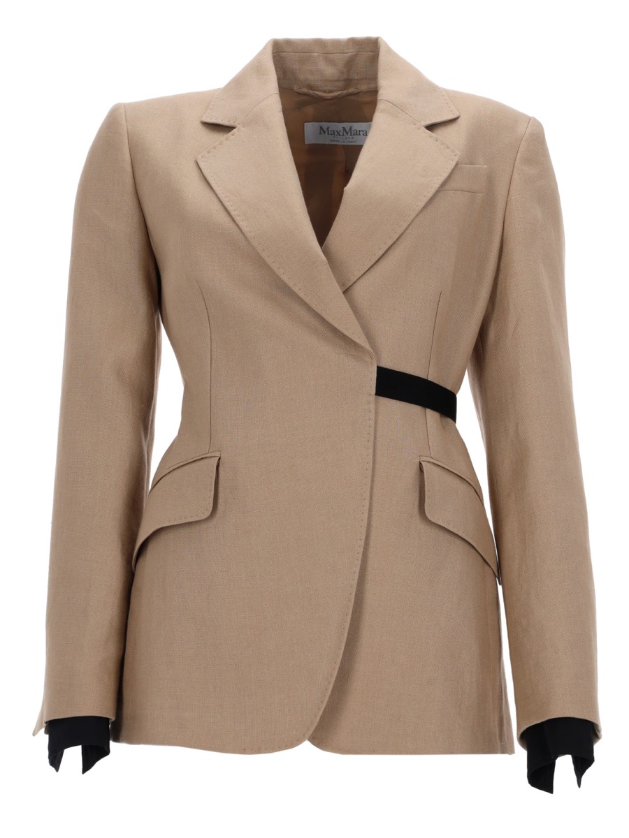 Max Mara Linen Sling Doublebreasted Blazer In Beige